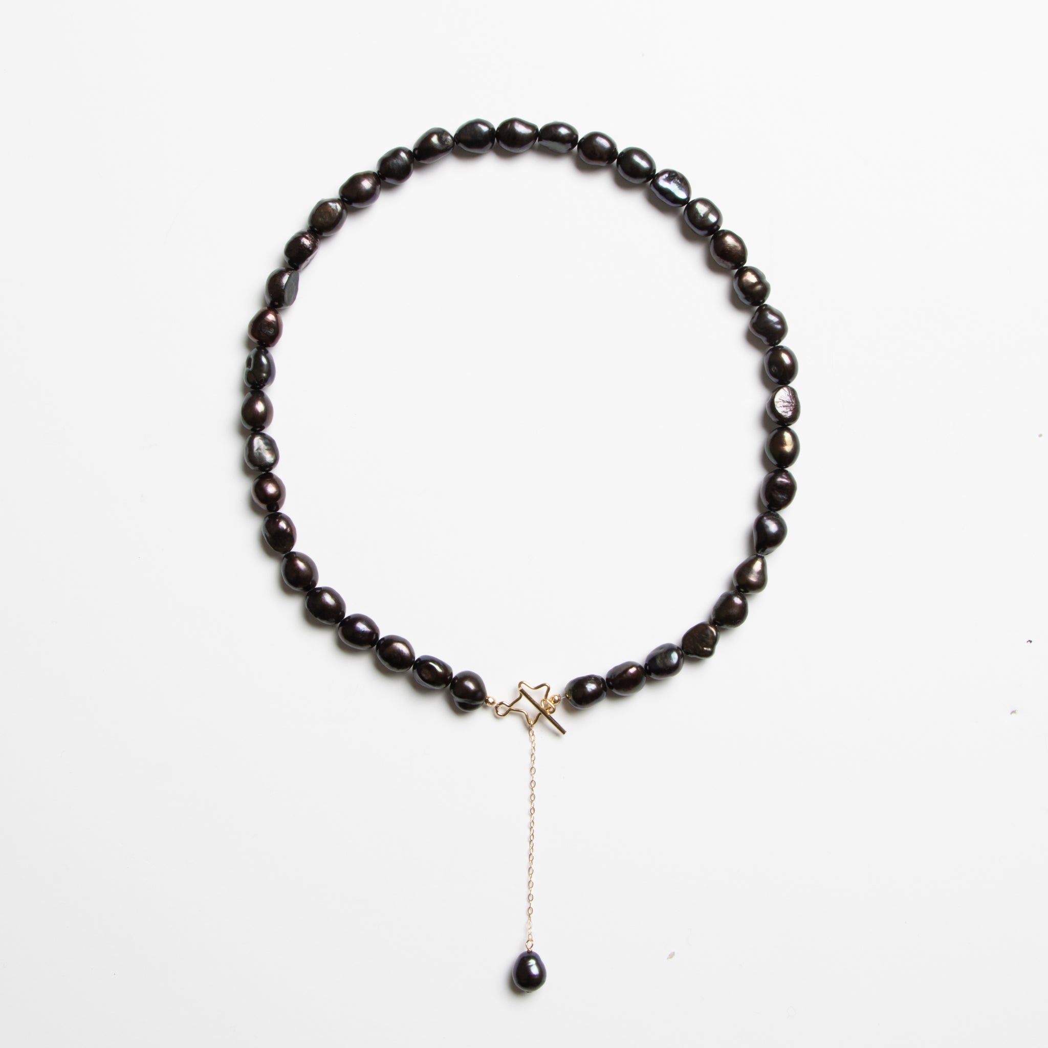 Anna Necklace - Black Pearl & Gold