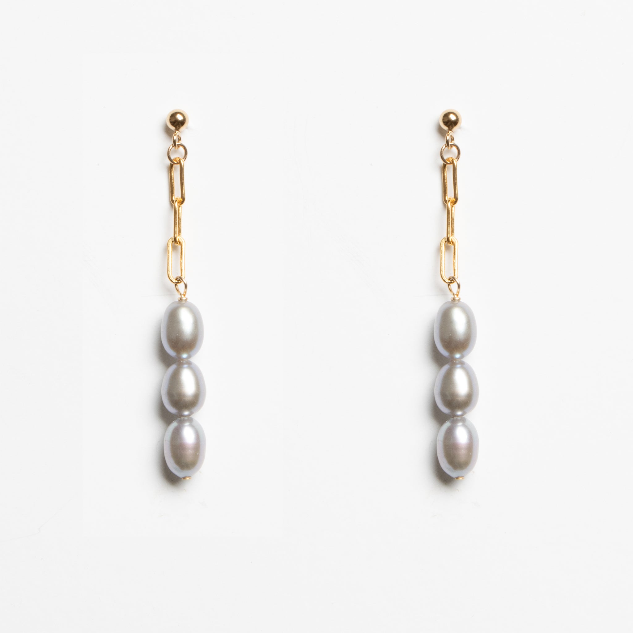 Lou Earrings - Silver Pearls & Gold