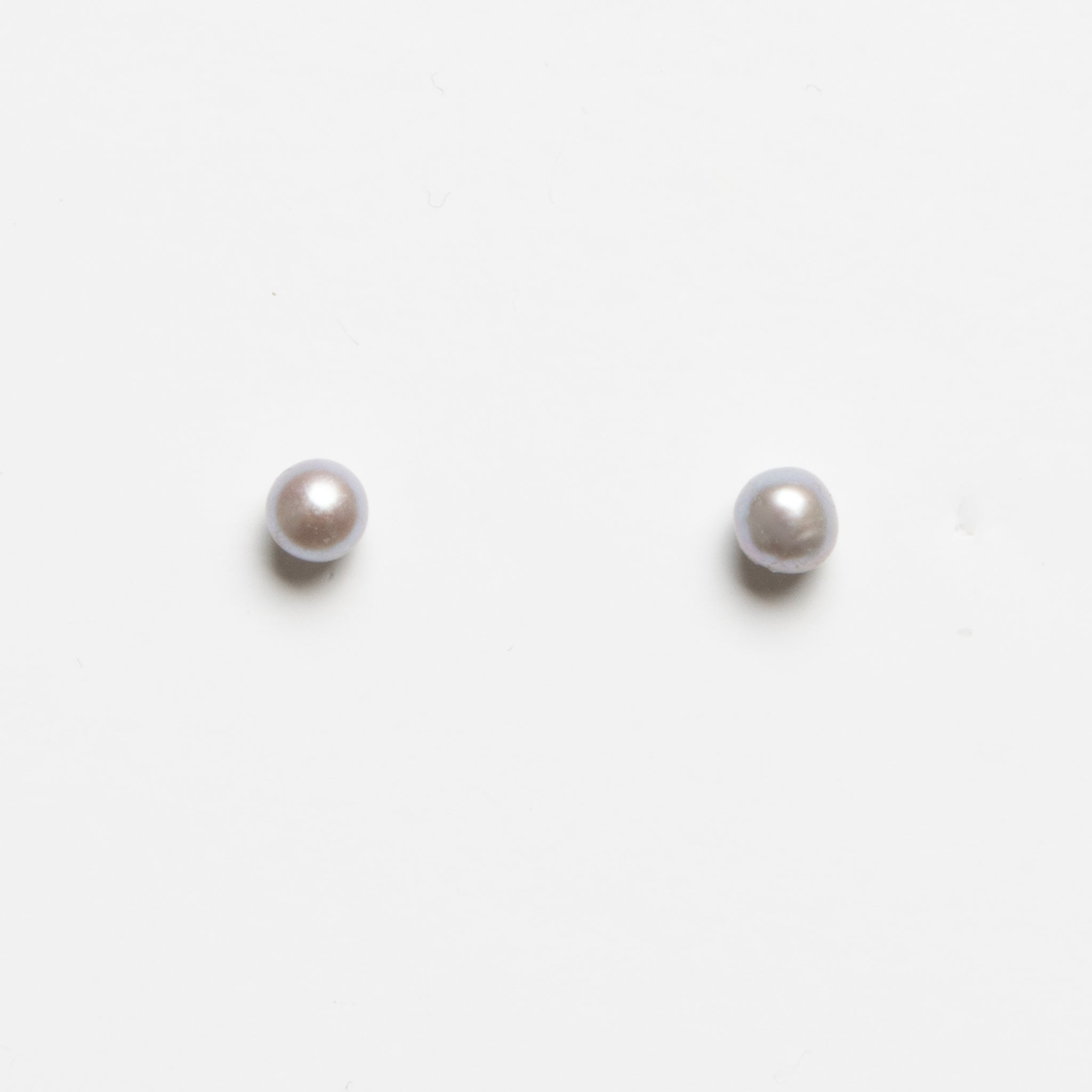 Button Earrings - Grey Pearls