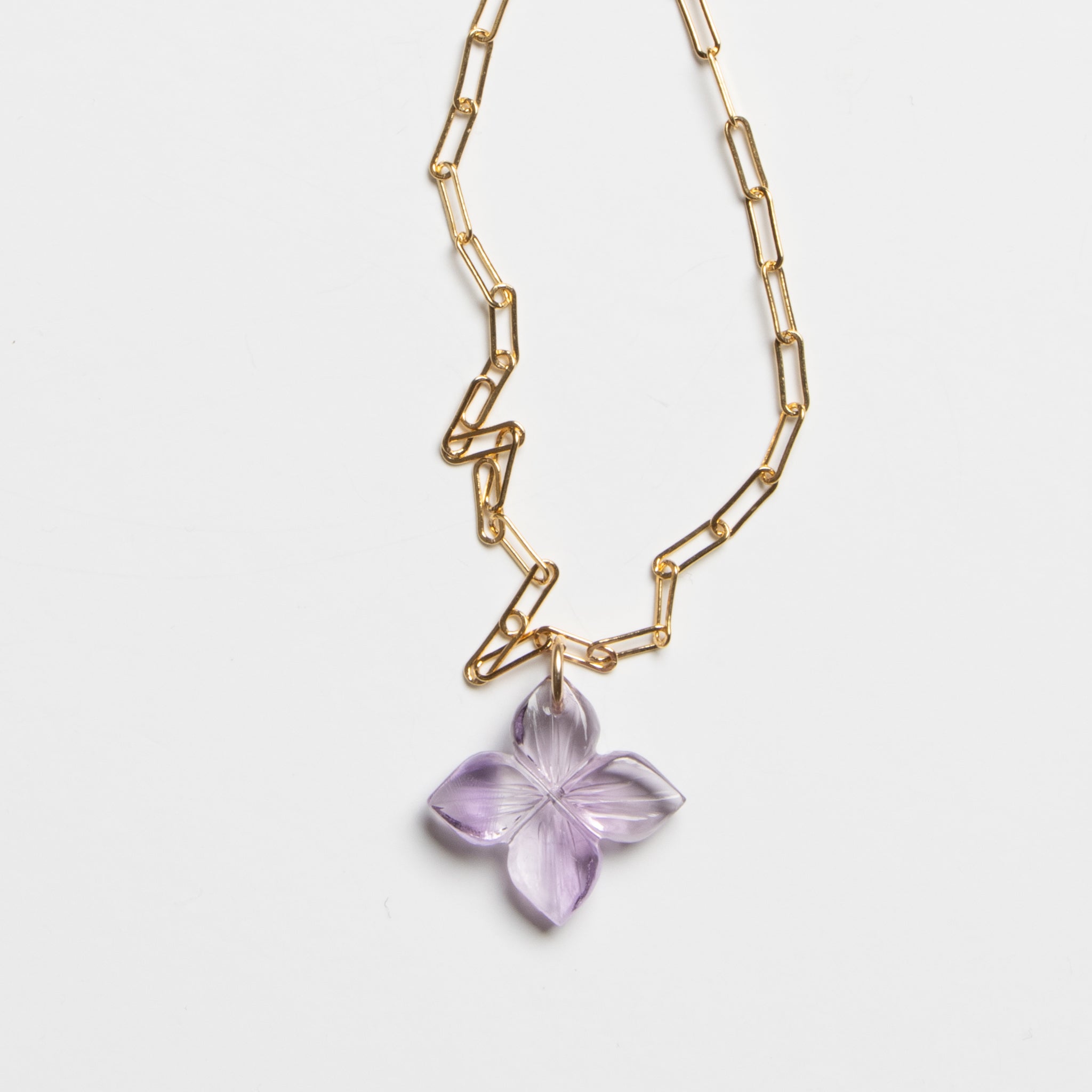 Flower Necklace - Amethyst & Gold
