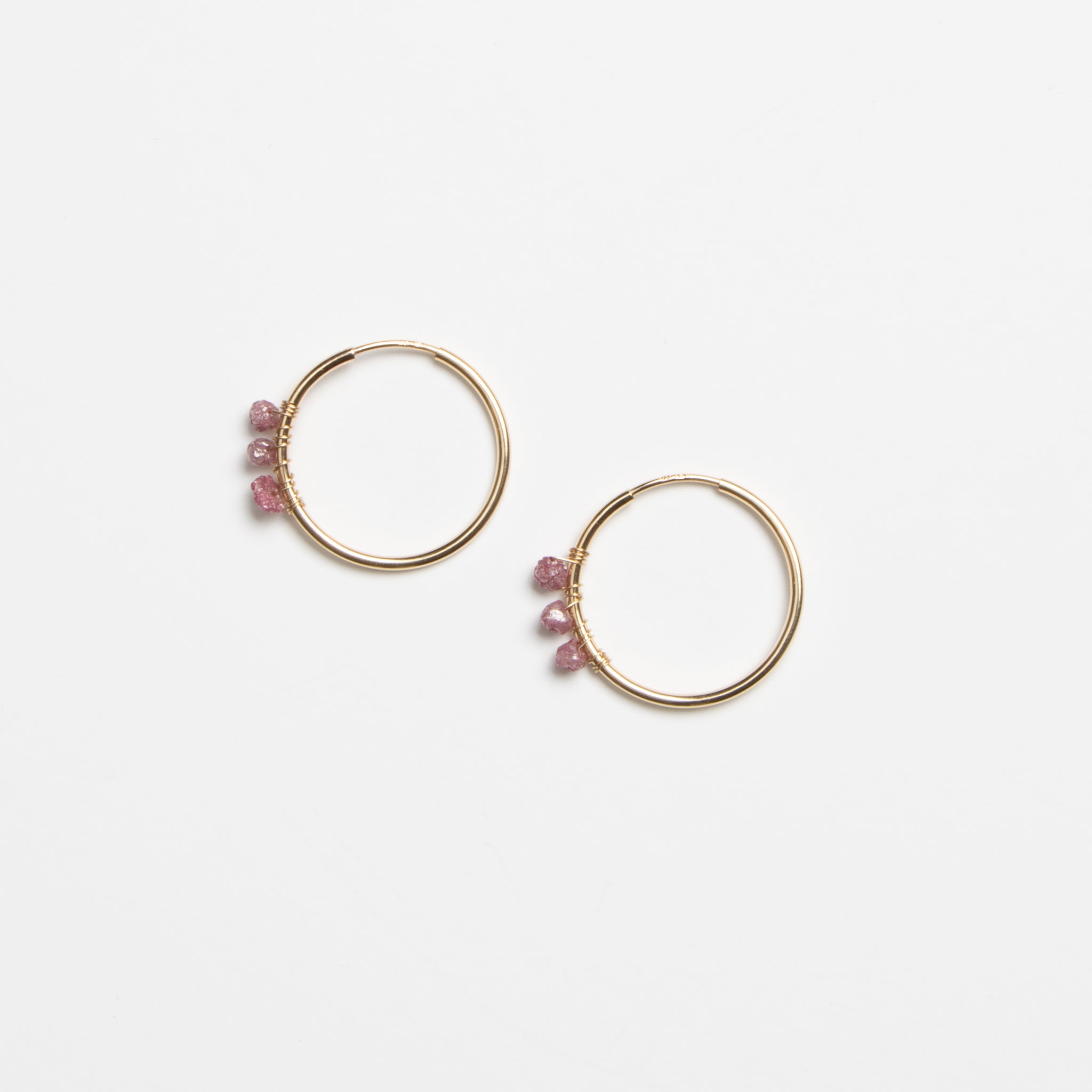 Tsuki Earrings - Pink Diamonds & Gold