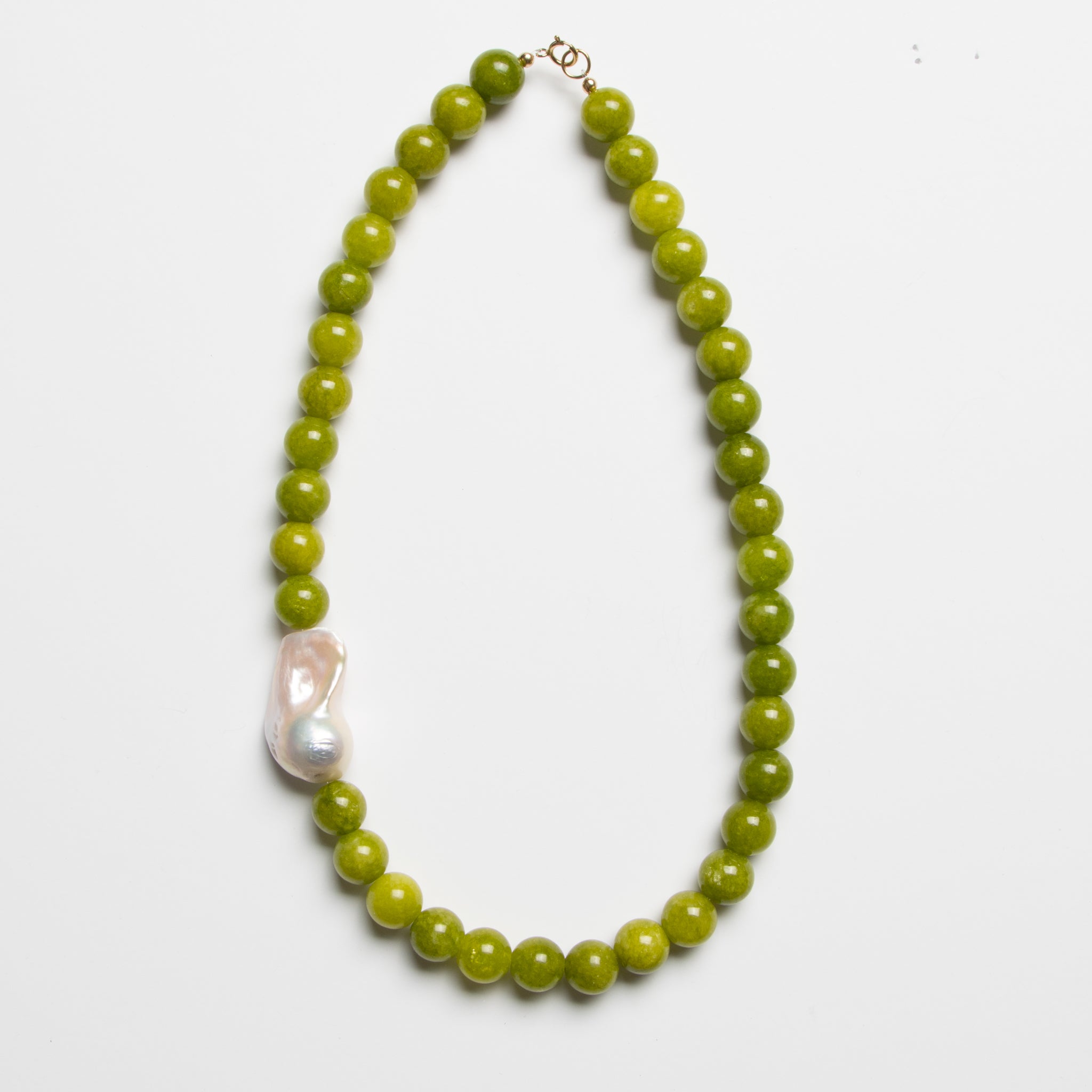 Mia Necklace - Jade, Pearl & Gold