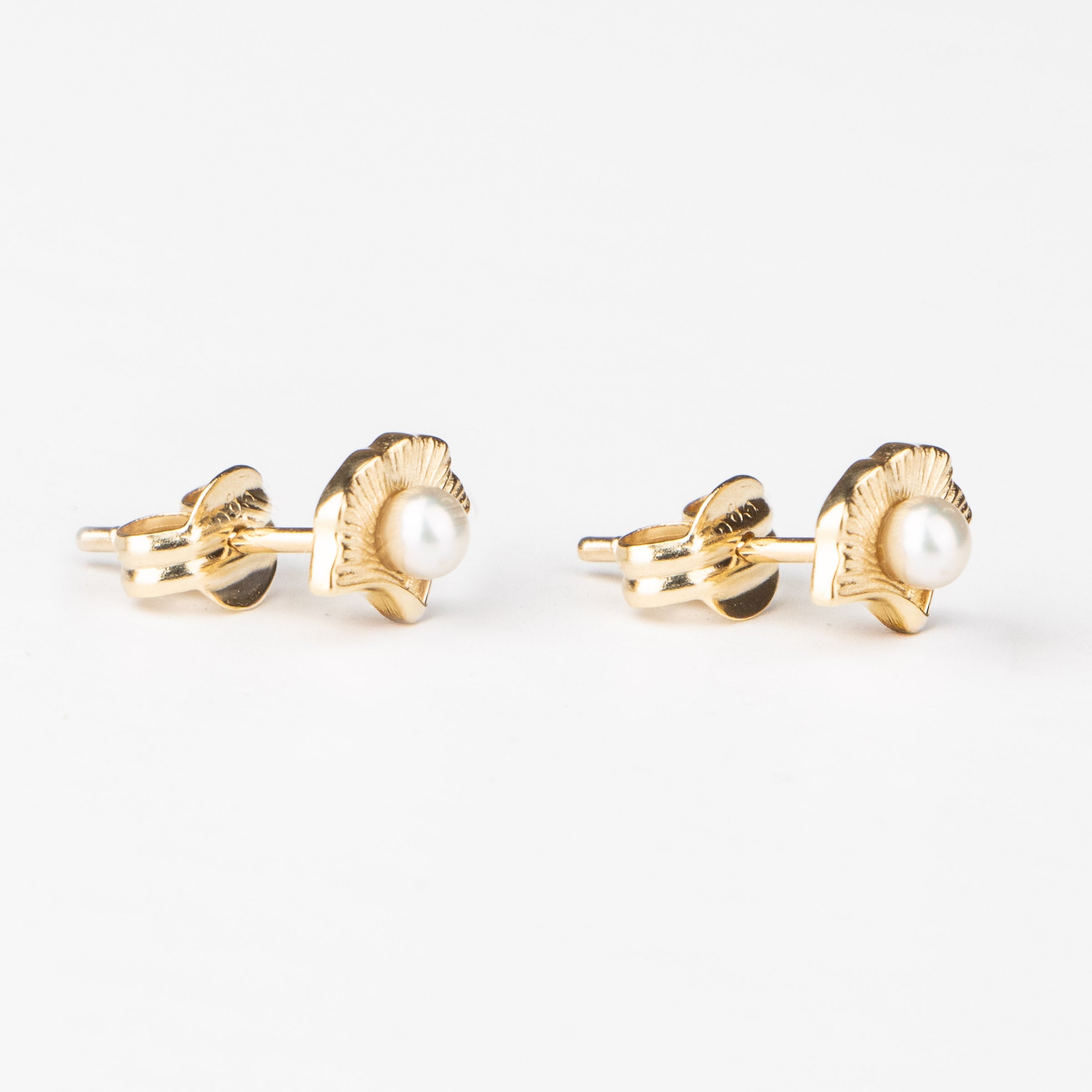 Cercei „Ginko” din Aur 14K cu Perle Naturale AAA 2 mm