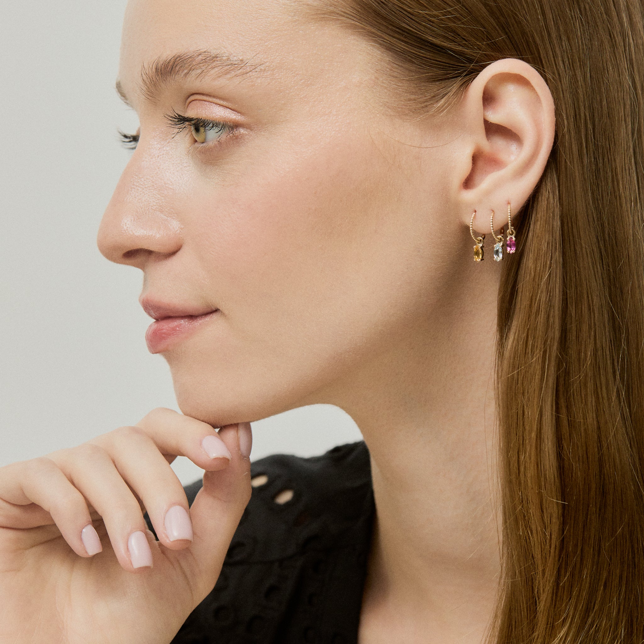 Atelier Devi Cercei rotunzi din aur 14K cu topaz