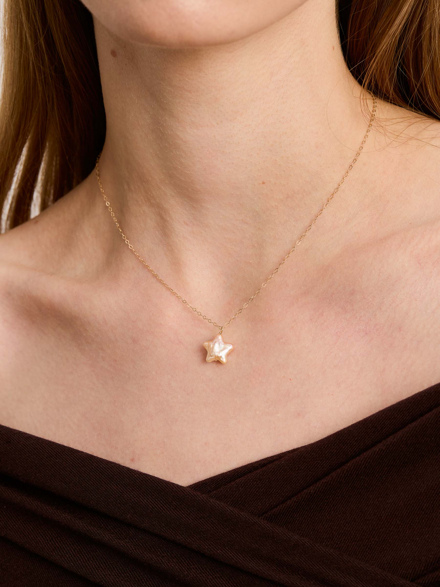 Star Chain - Pink Pearls & Gold