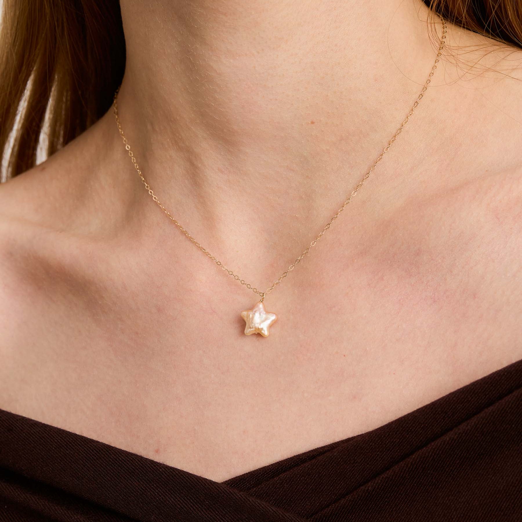 Star Chain - Pink Pearls & Gold