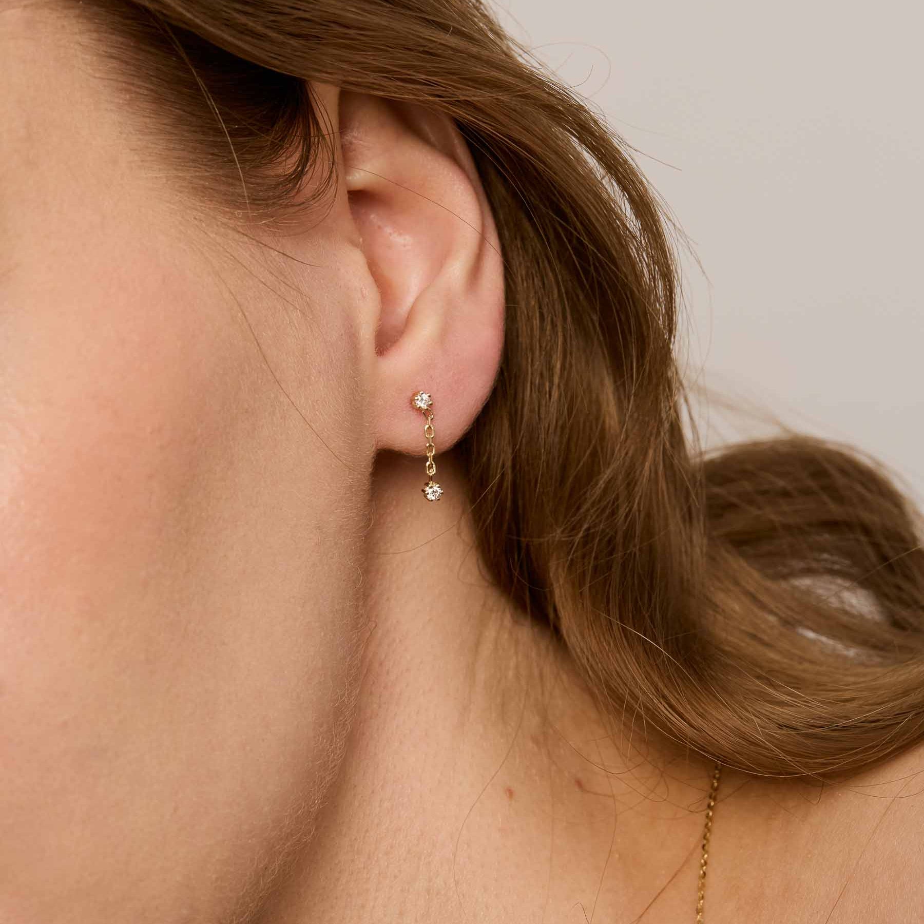 Yves Earrings - 14K Gold & Diamonds