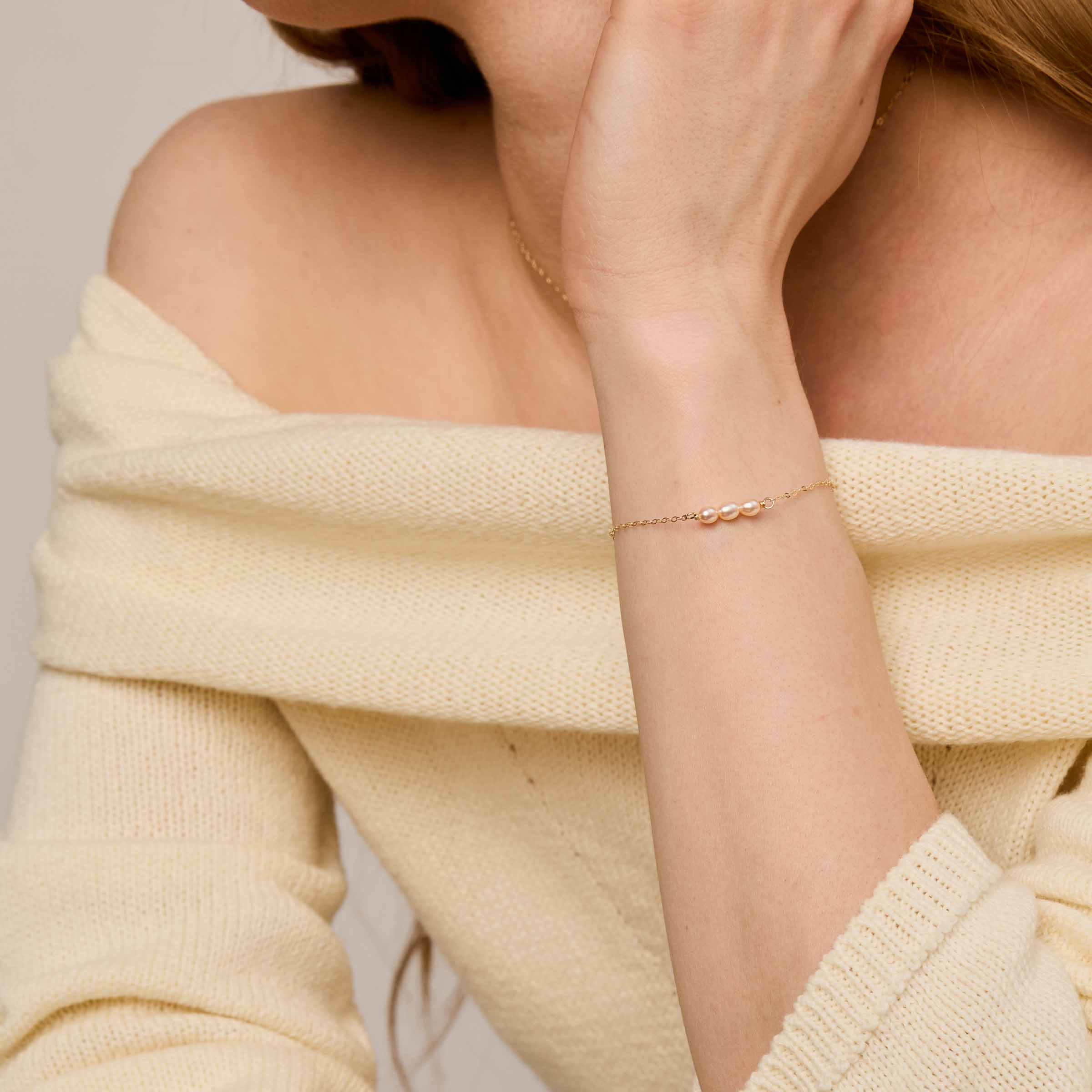 Lorain Bracelet - Pink Pearls & Gold