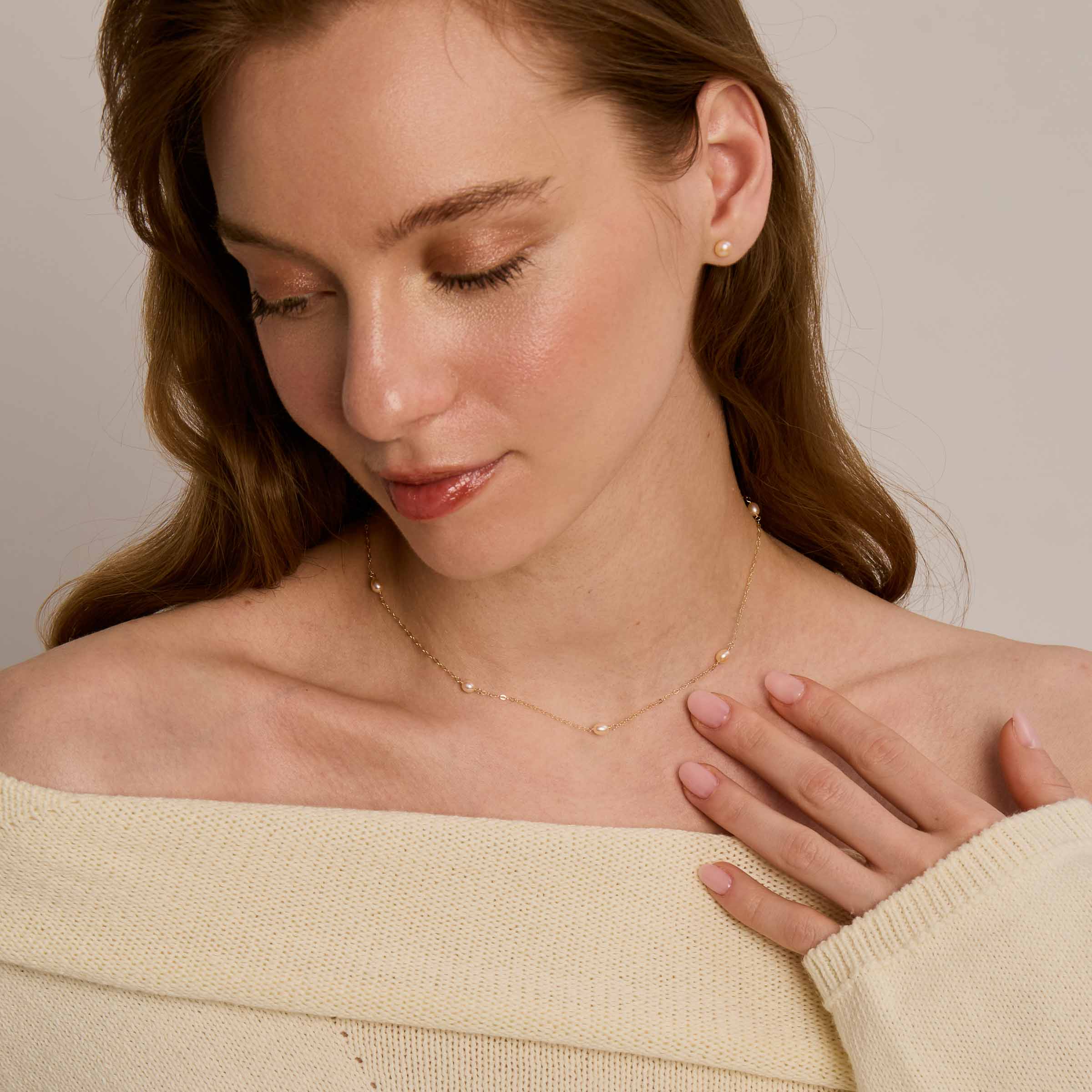 Tiny Earrings - Pink Pearls & Gold