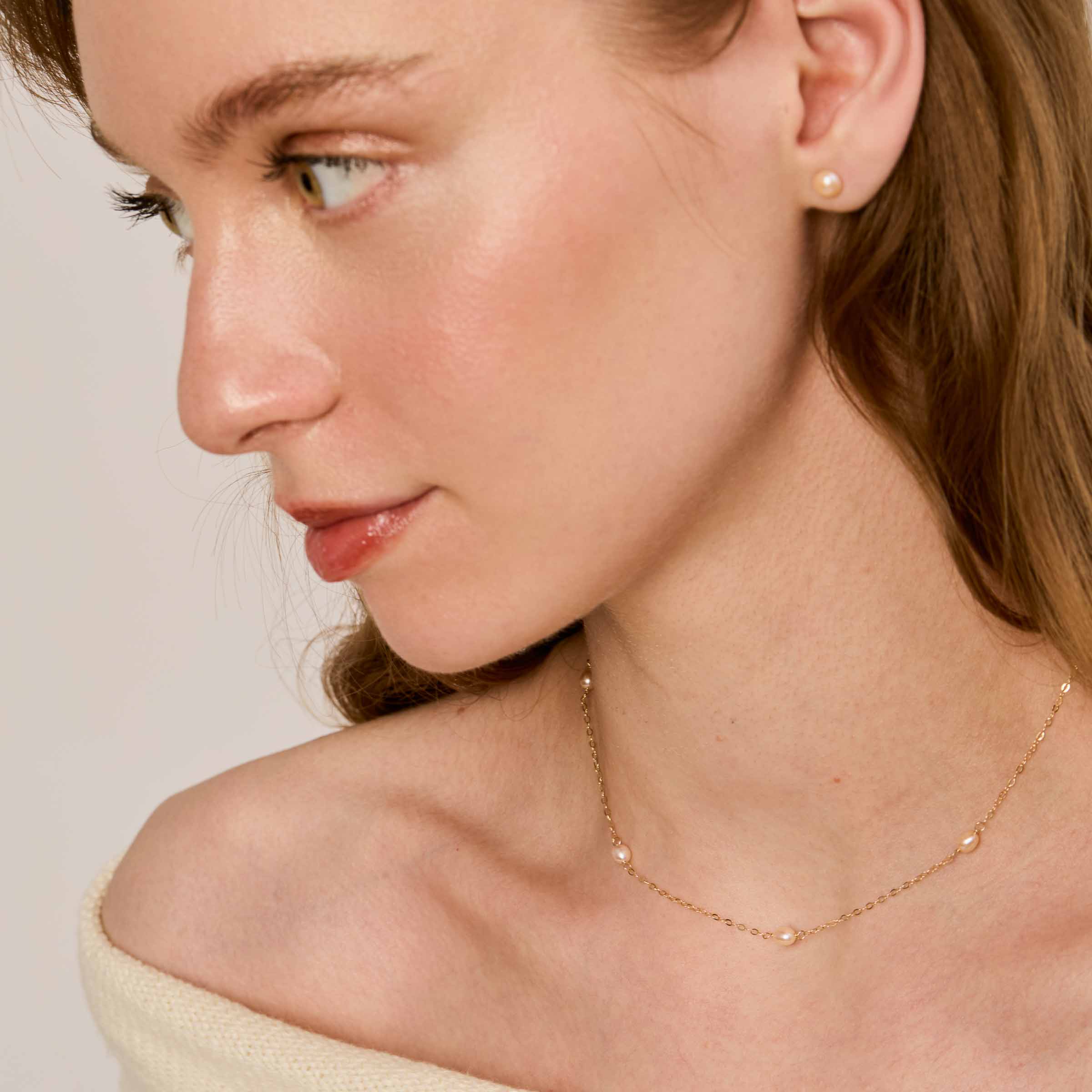 Tiny Earrings - Pink Pearls & Gold