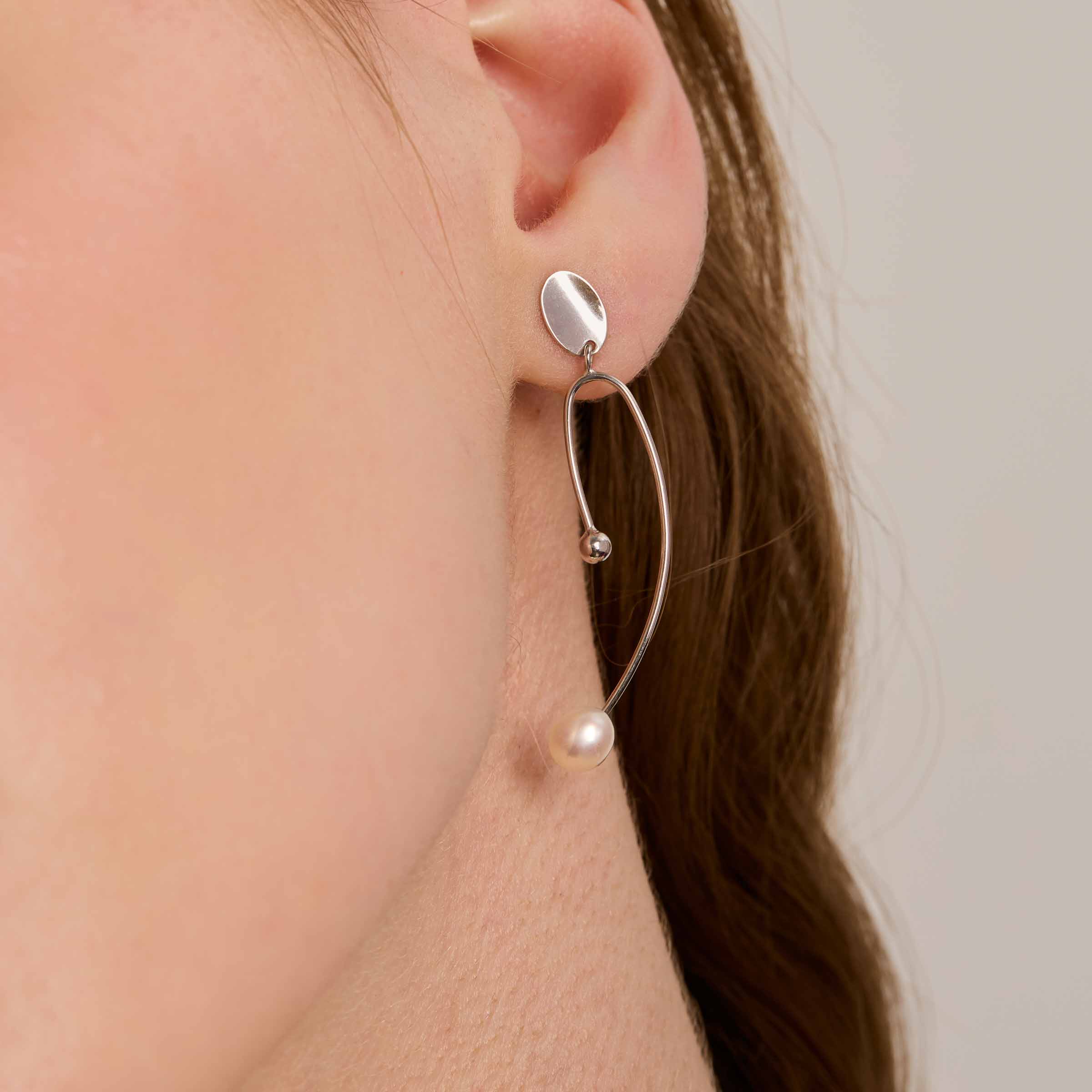 Jenny Earrings - Silver & Pearls