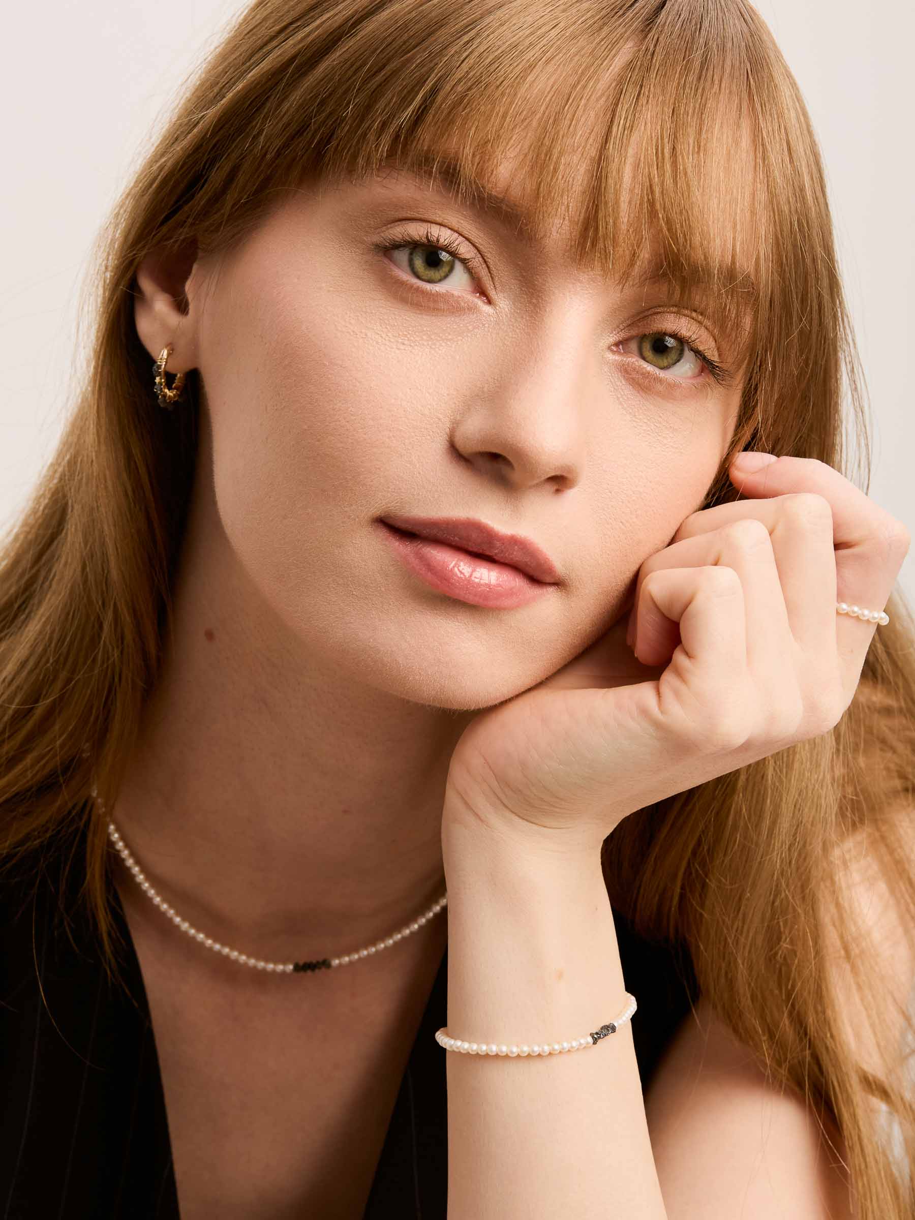 Estelle Earrings - Black Diamonds & Gold