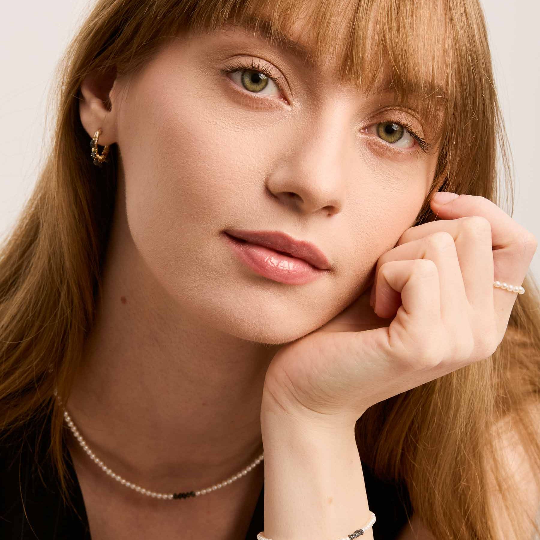 Estelle Earrings - Black Diamonds & Gold