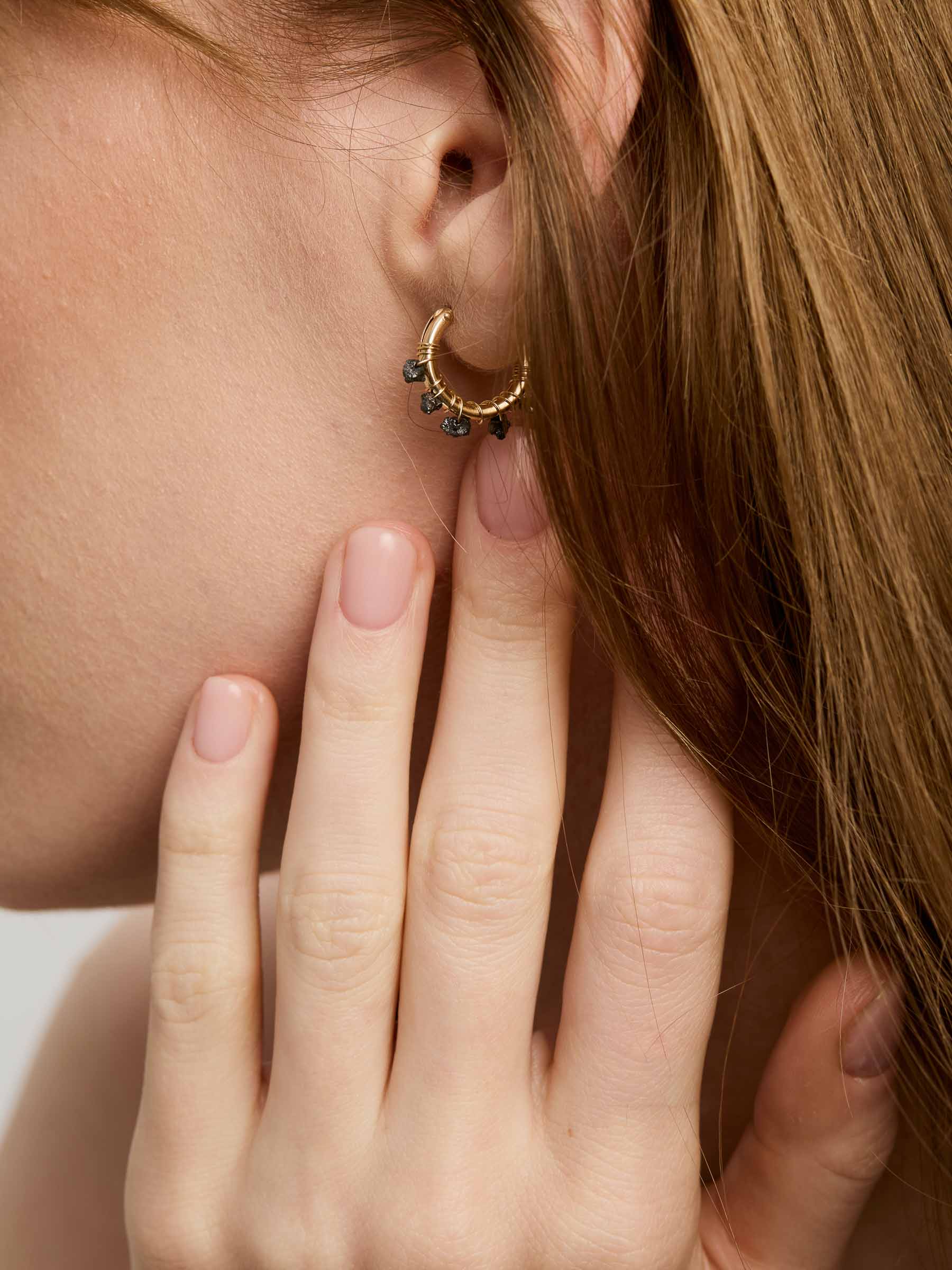 Estelle Earrings - Black Diamonds & Gold