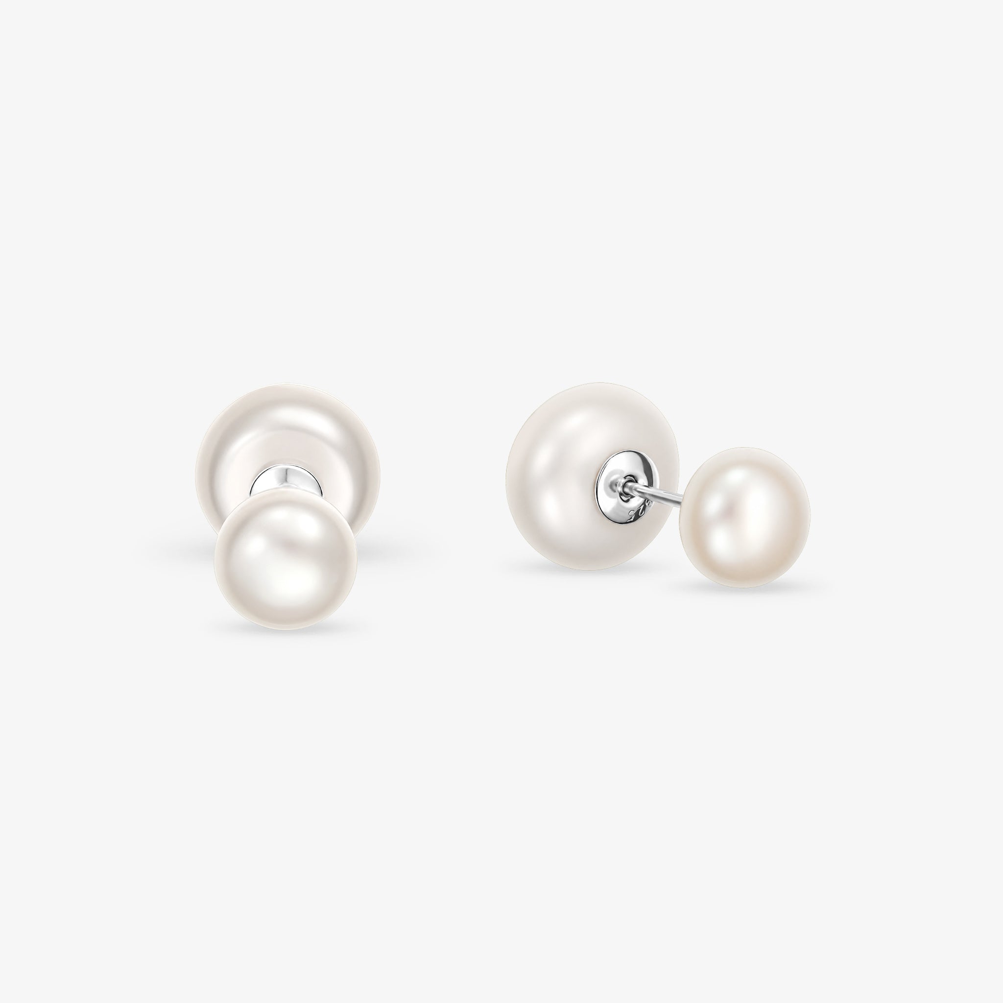 Cercei „Double Pearl" Argint 925 – Placaj Rodiu