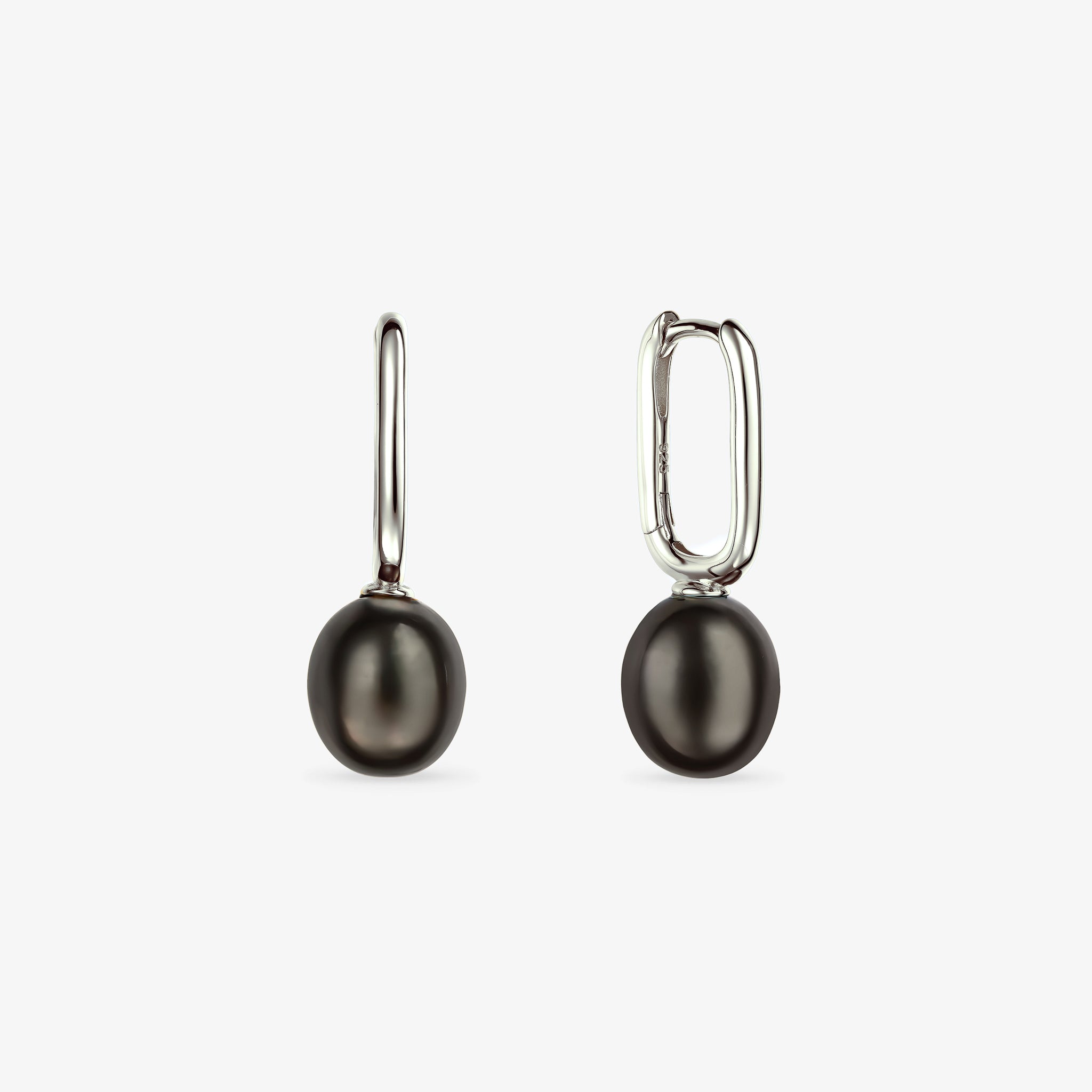 Cercei „Kira" Argint 925 cu Perle Negre – Placaj Rodiu