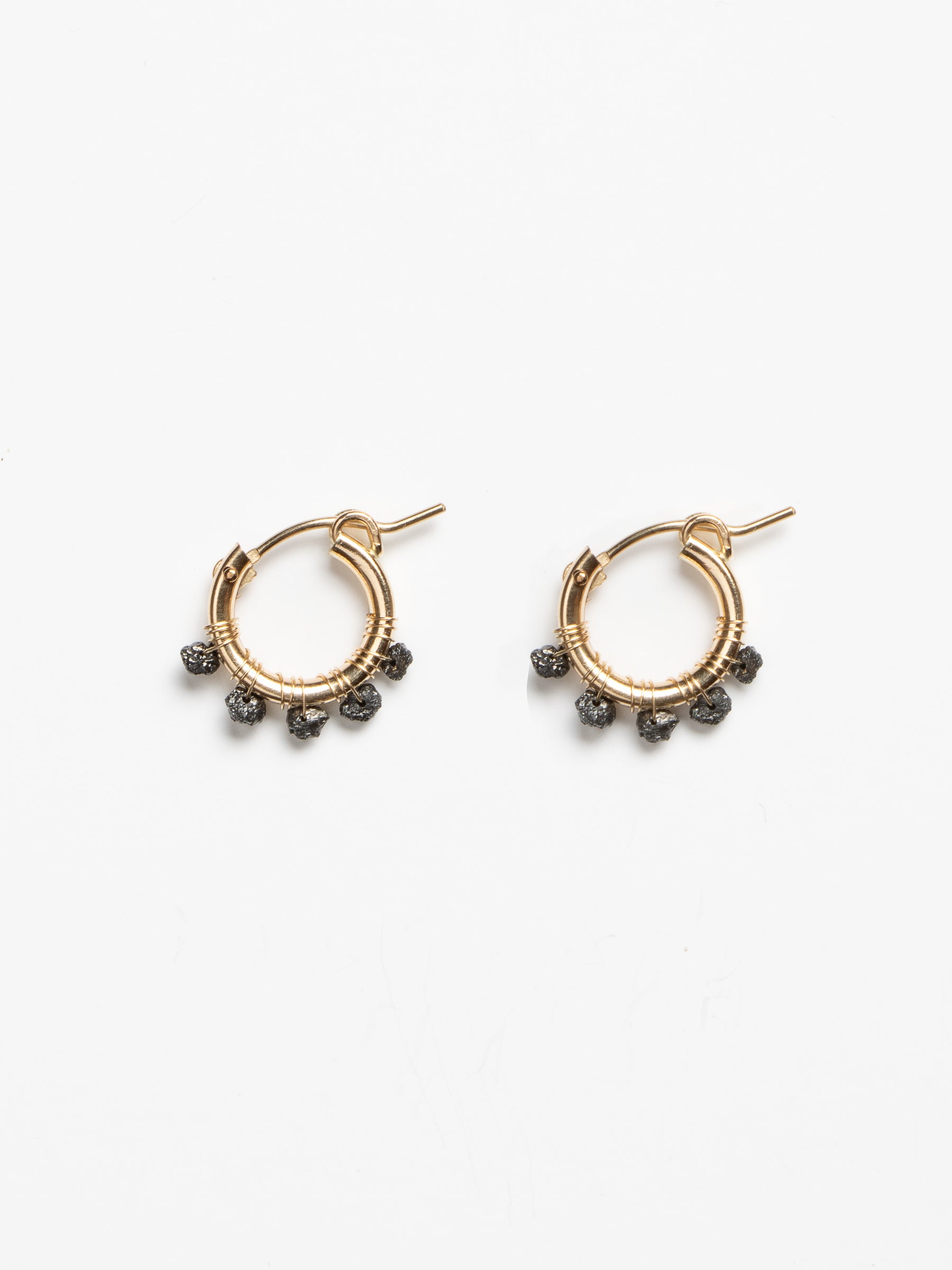 Estelle Earrings - Black Diamonds & Gold