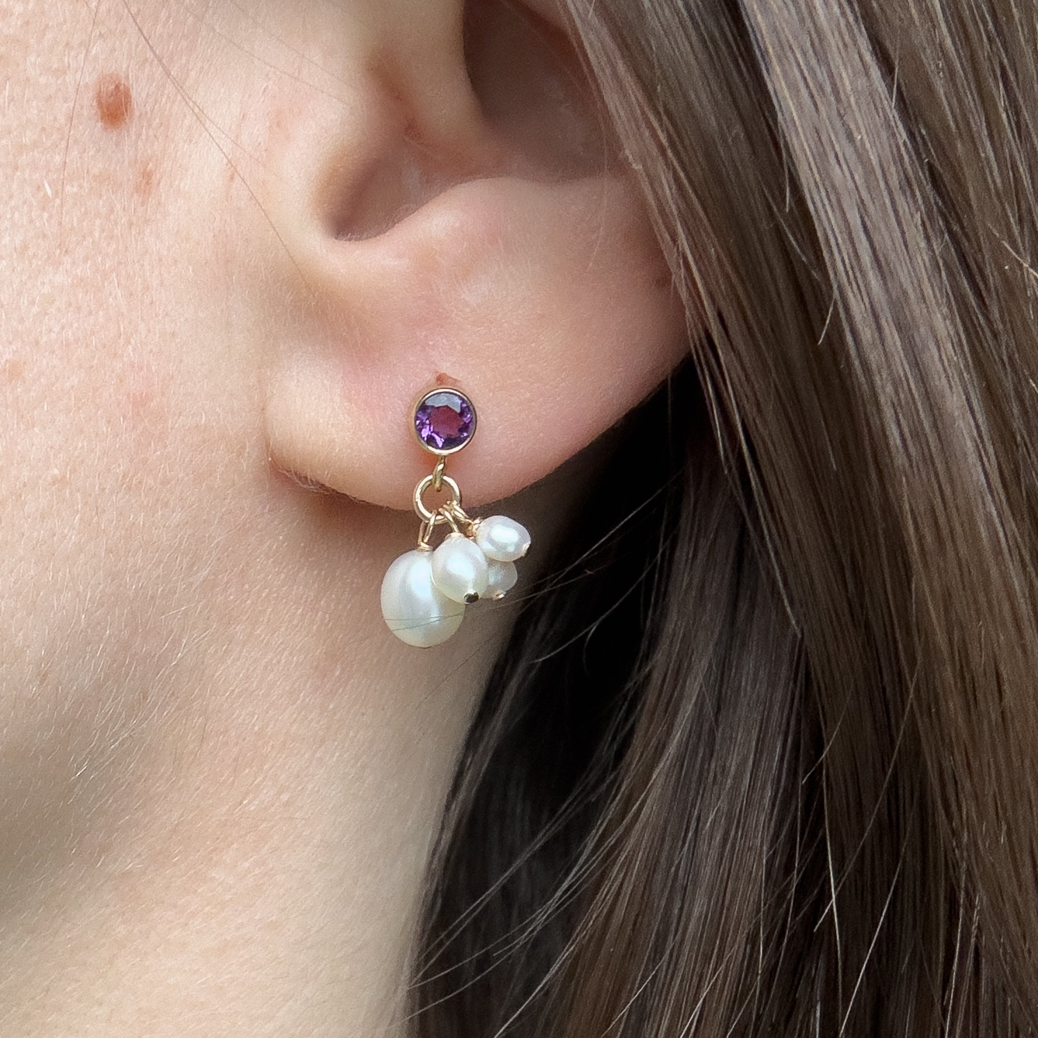 Yuki Earrings - Topaz, Pearls & Gold