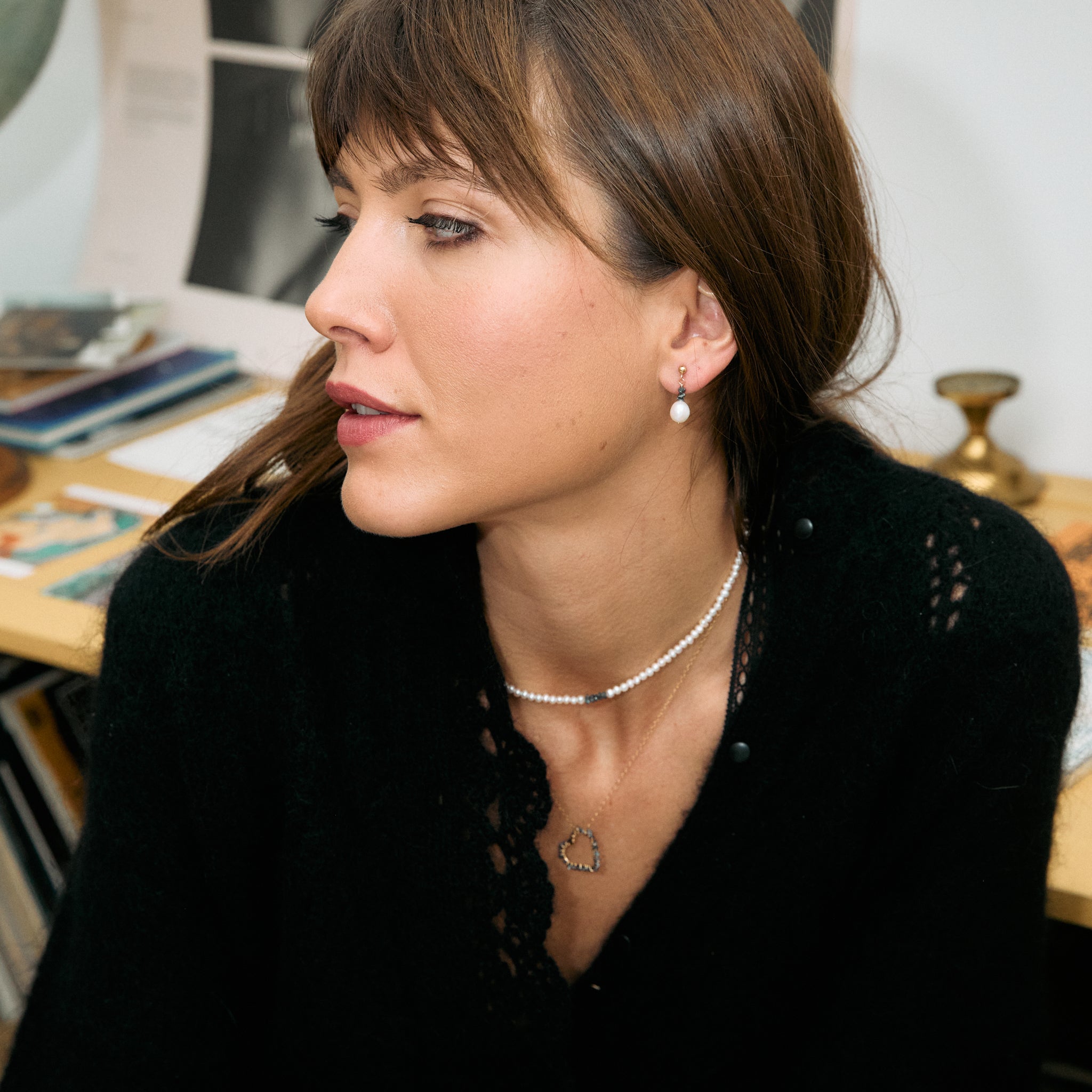 Sayuri Necklace - Black Diamonds & Gold