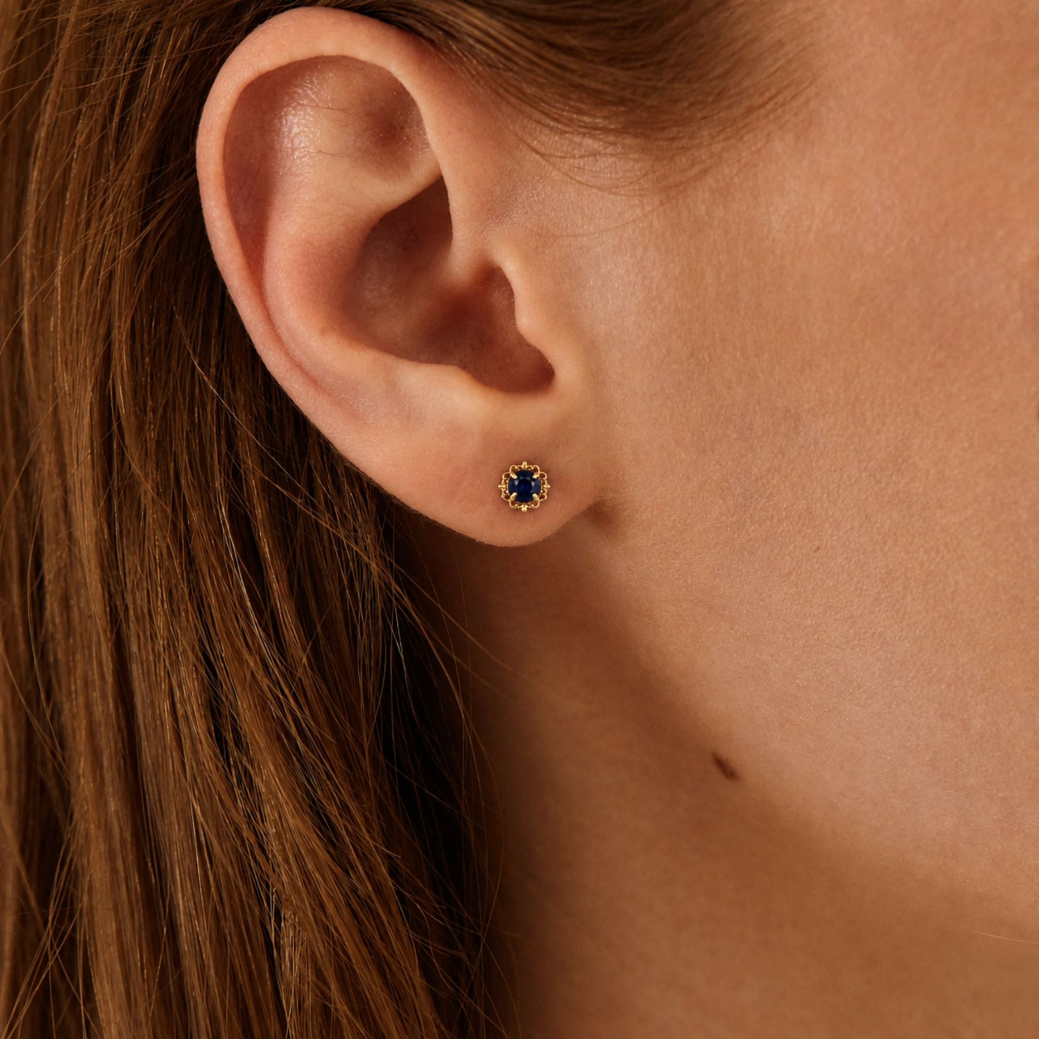 Hana Earrings - 14K Gold & Sapphire