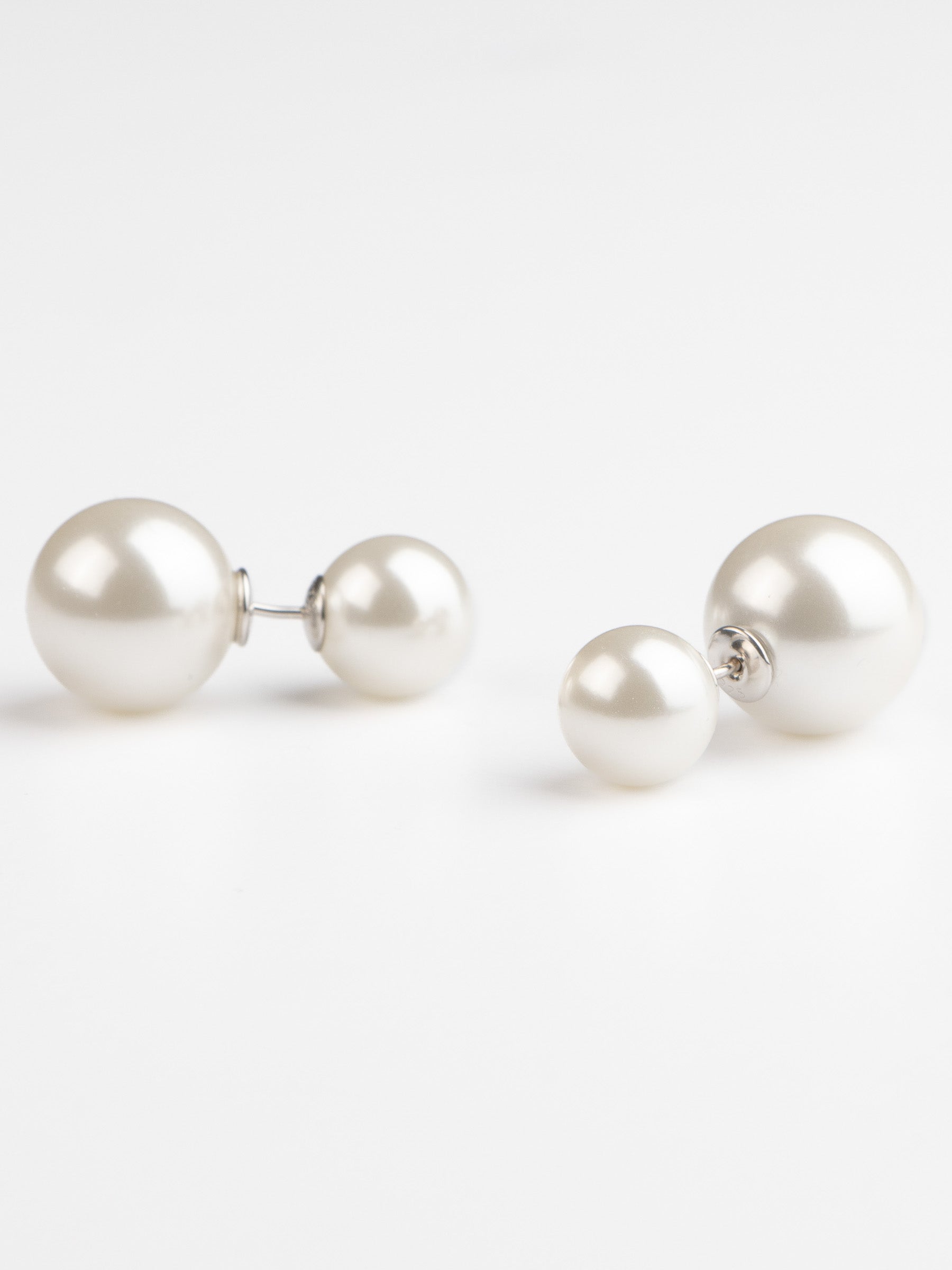 Double Pearl Earrings - Silver