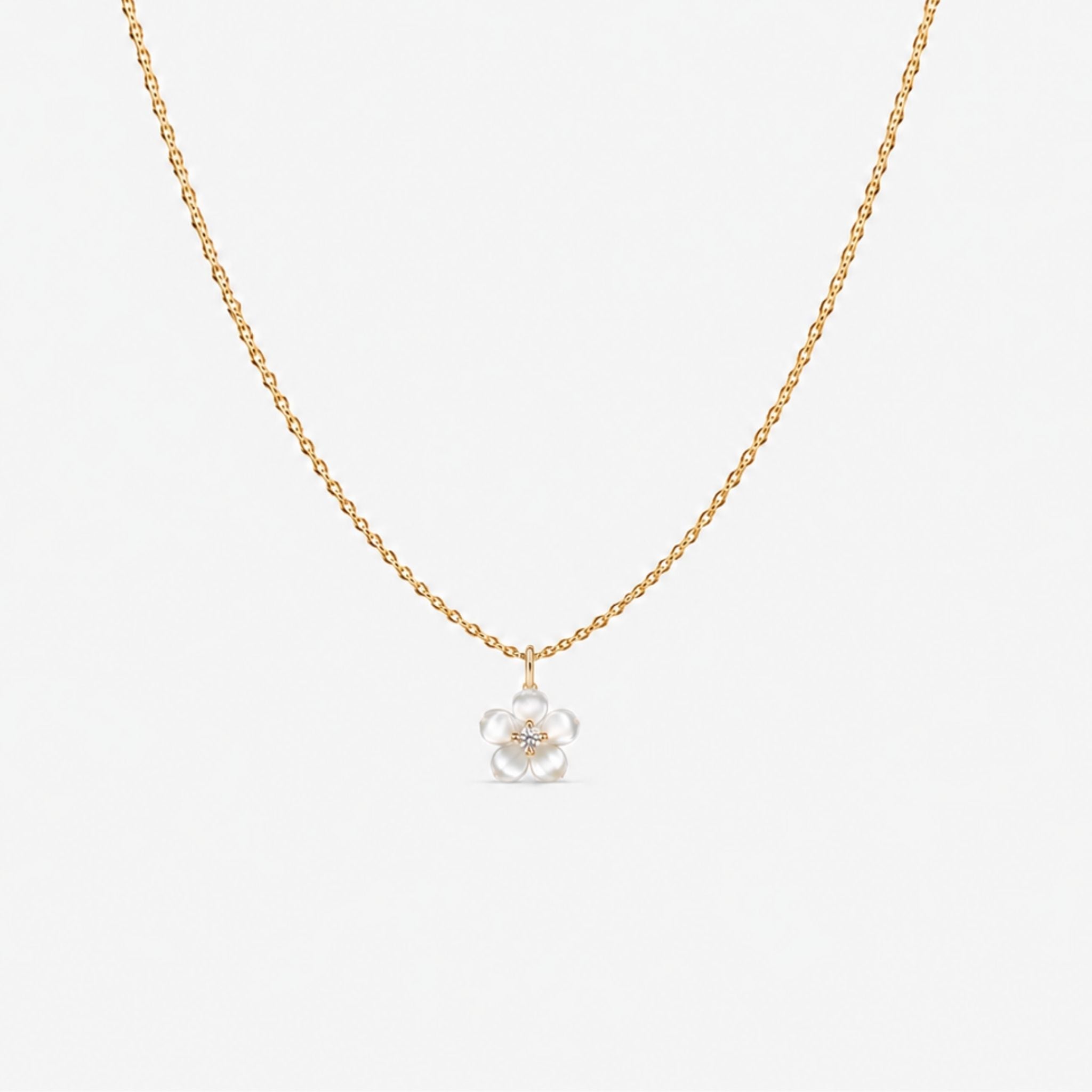 Colier „Sakura” cu lant din Aur 14K si Pandantiv