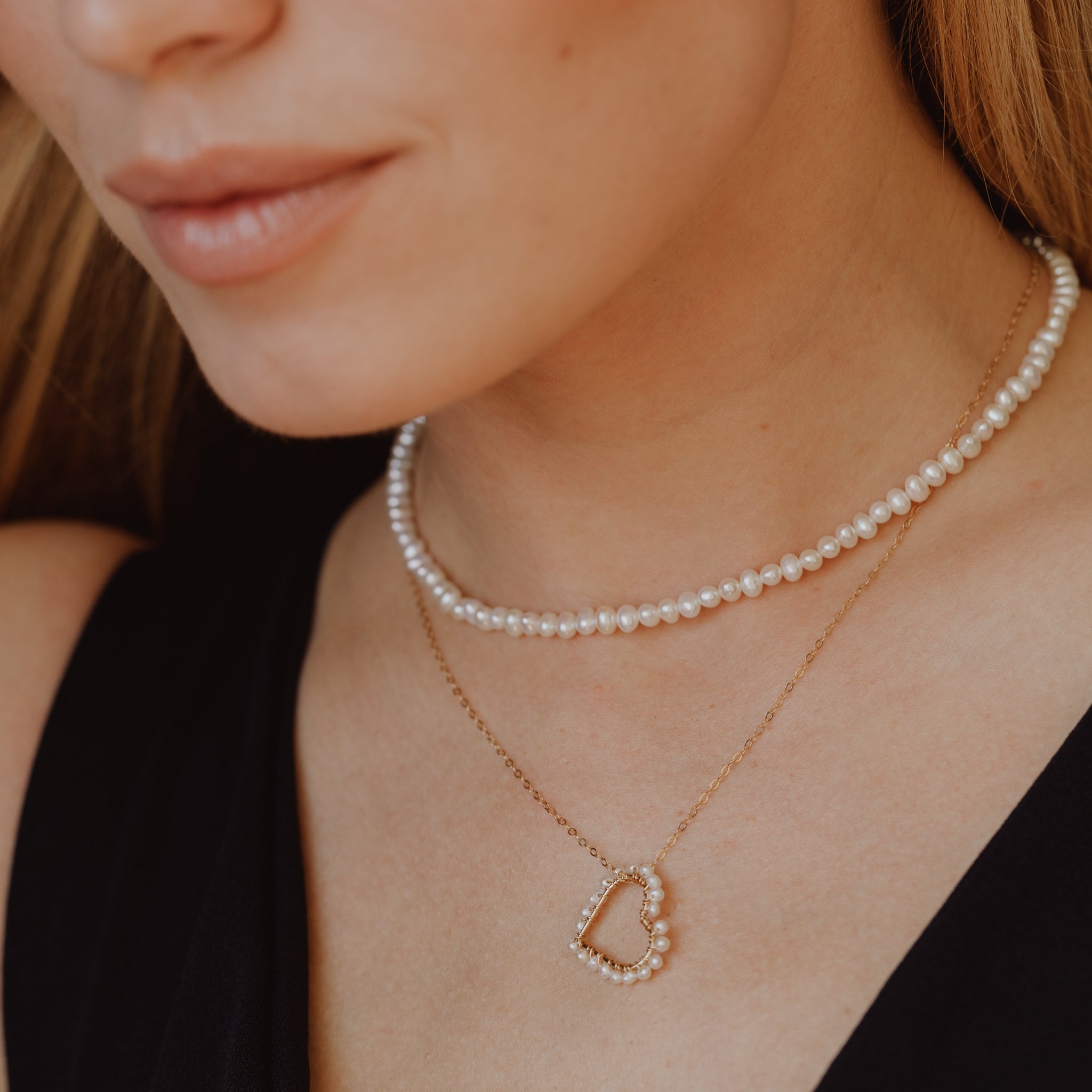 Love Me Necklace - Pearls & Gold