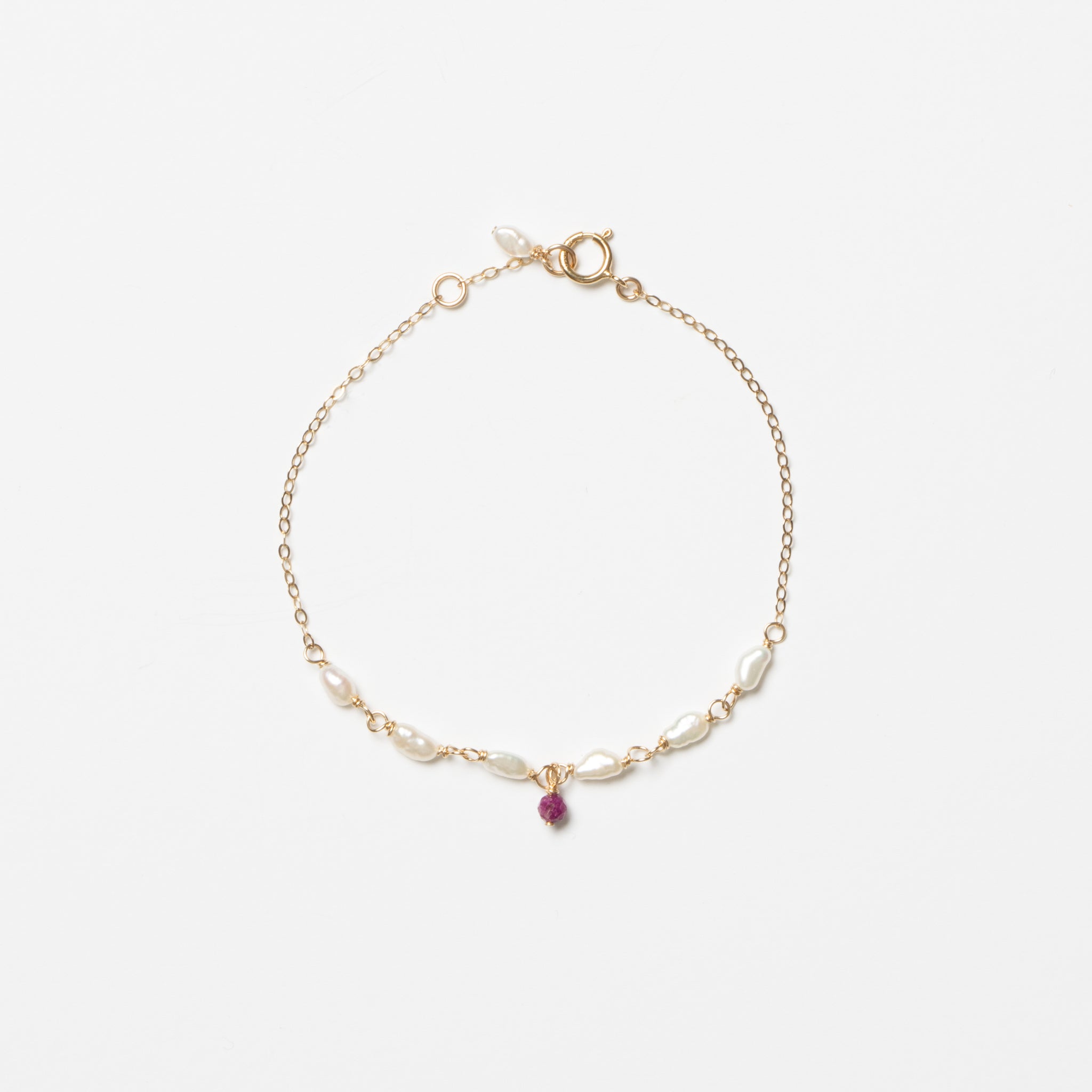 One Ruby Pearl Bracelet