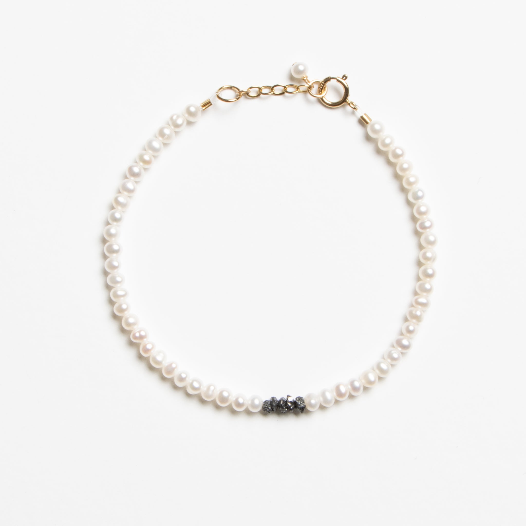 Raw Diamonds & Small Pearls Bracelet