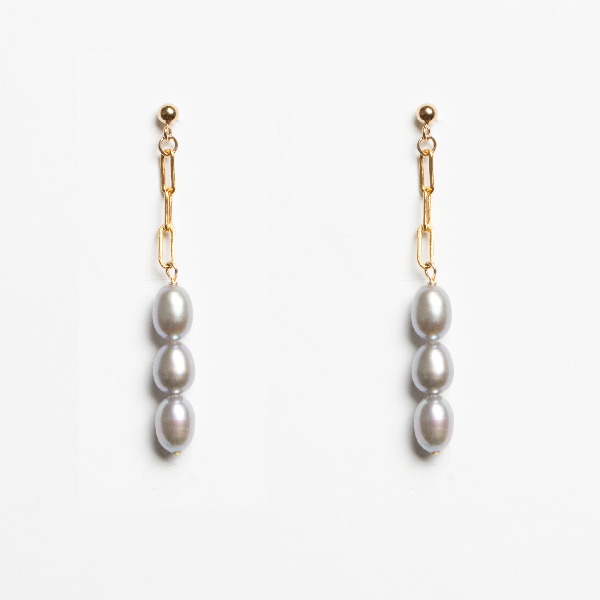 Silver Pearls Long Earrings