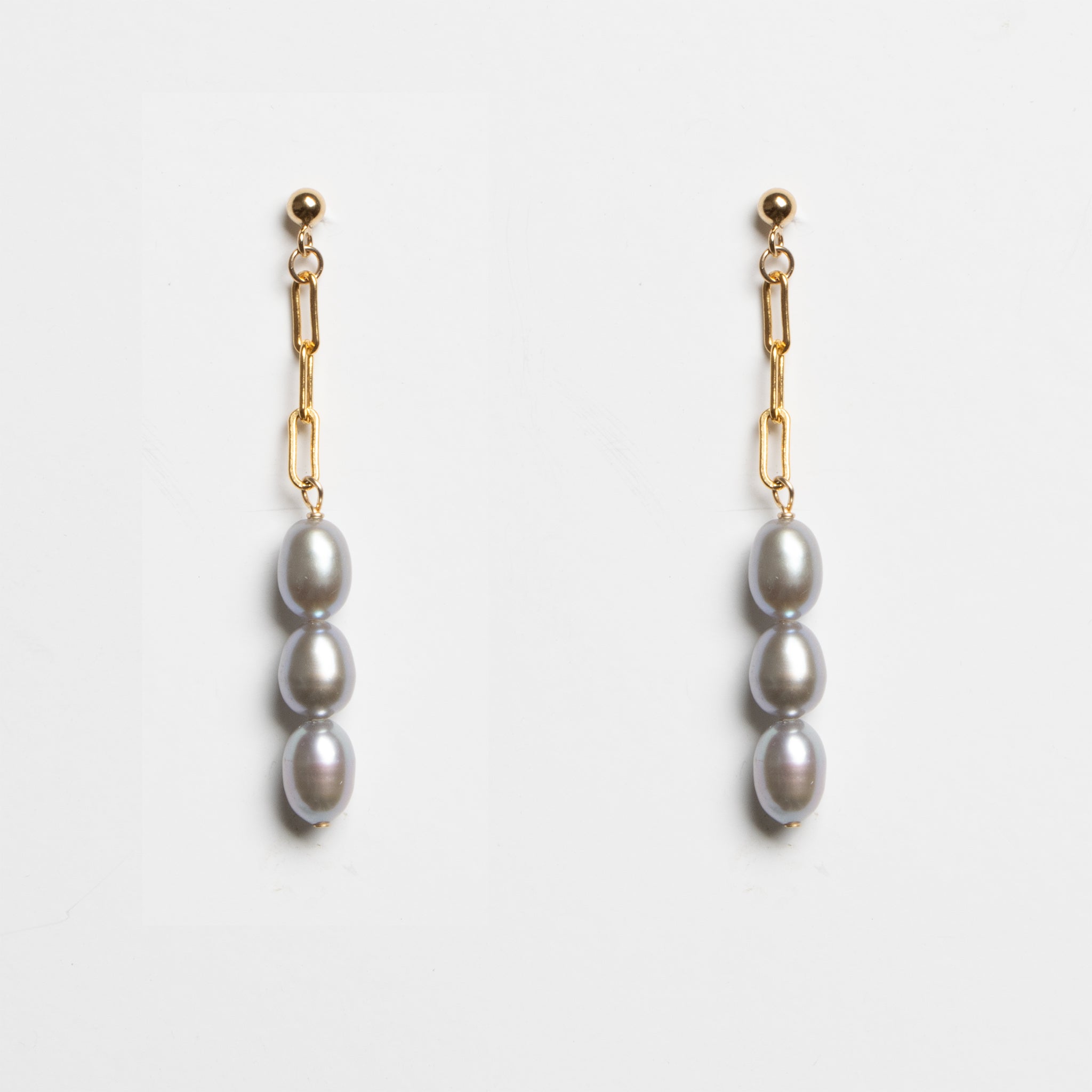 Silver Pearls & Chain Earrings