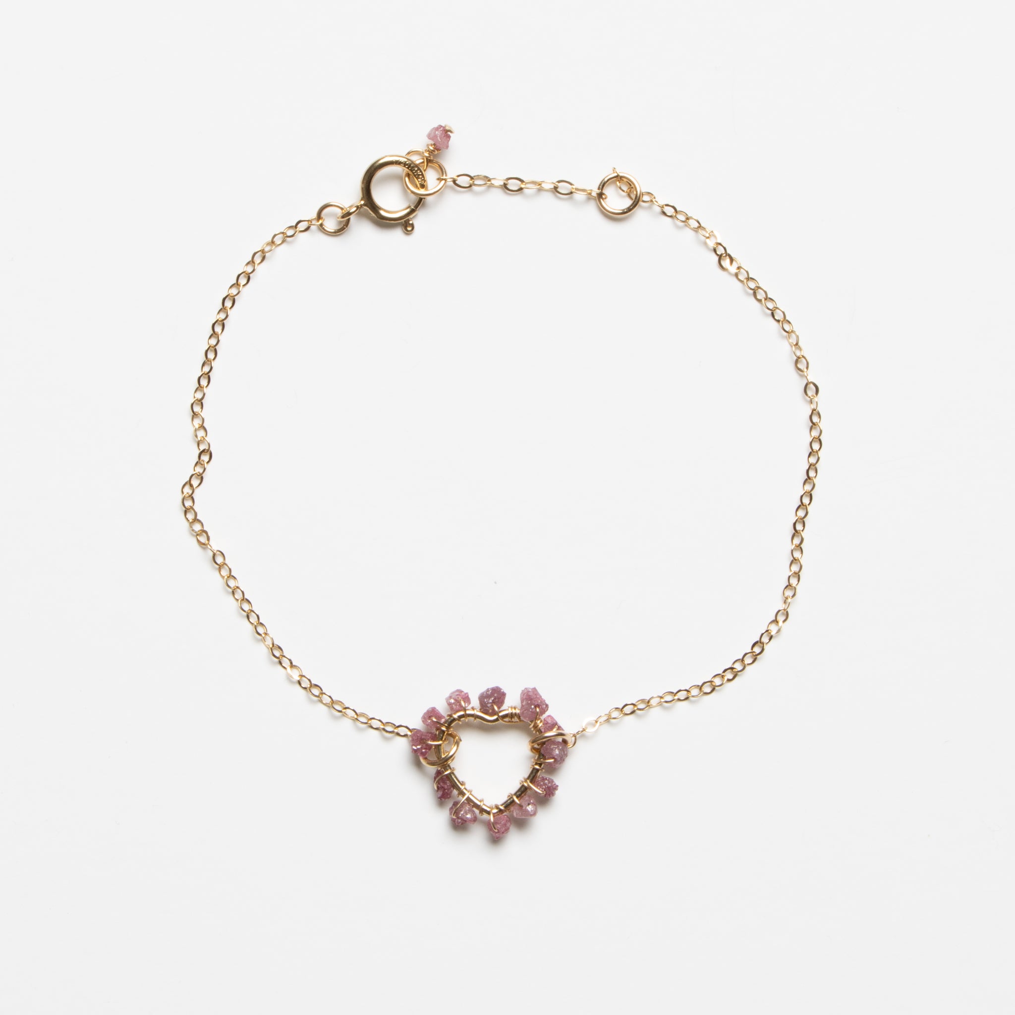 Pink Raw Diamond Heart Bracelet