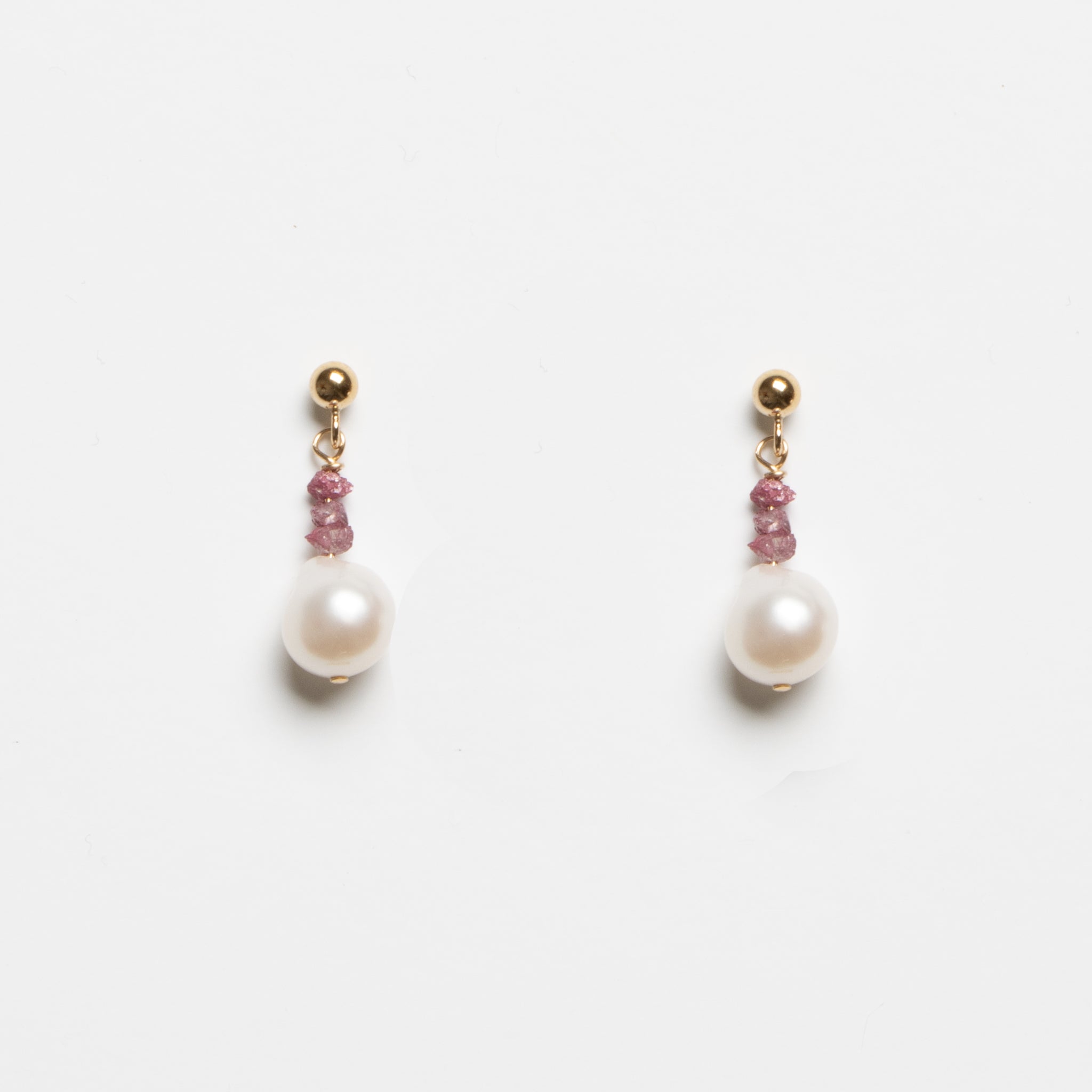 Pink Raw Diamond Earrings