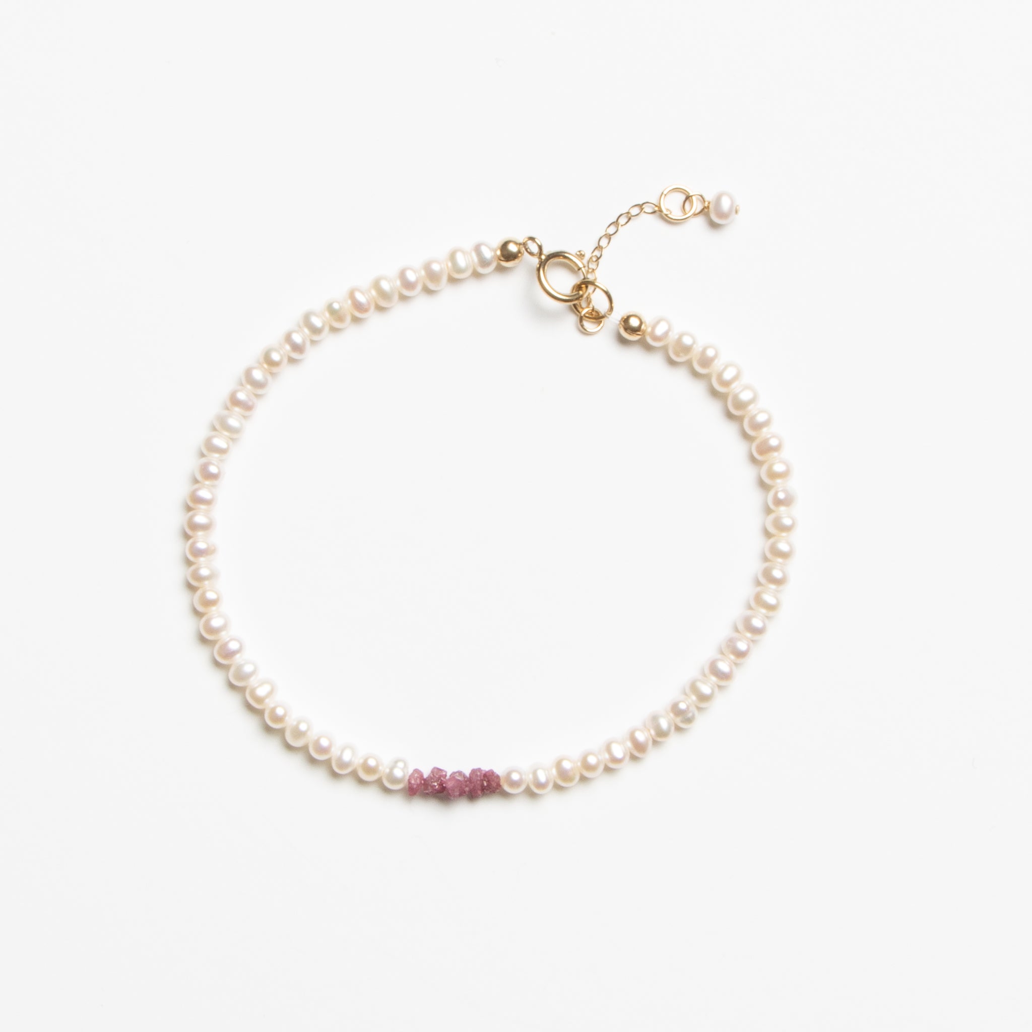 Raw Pink Diamonds & Small Pearls Bracelet