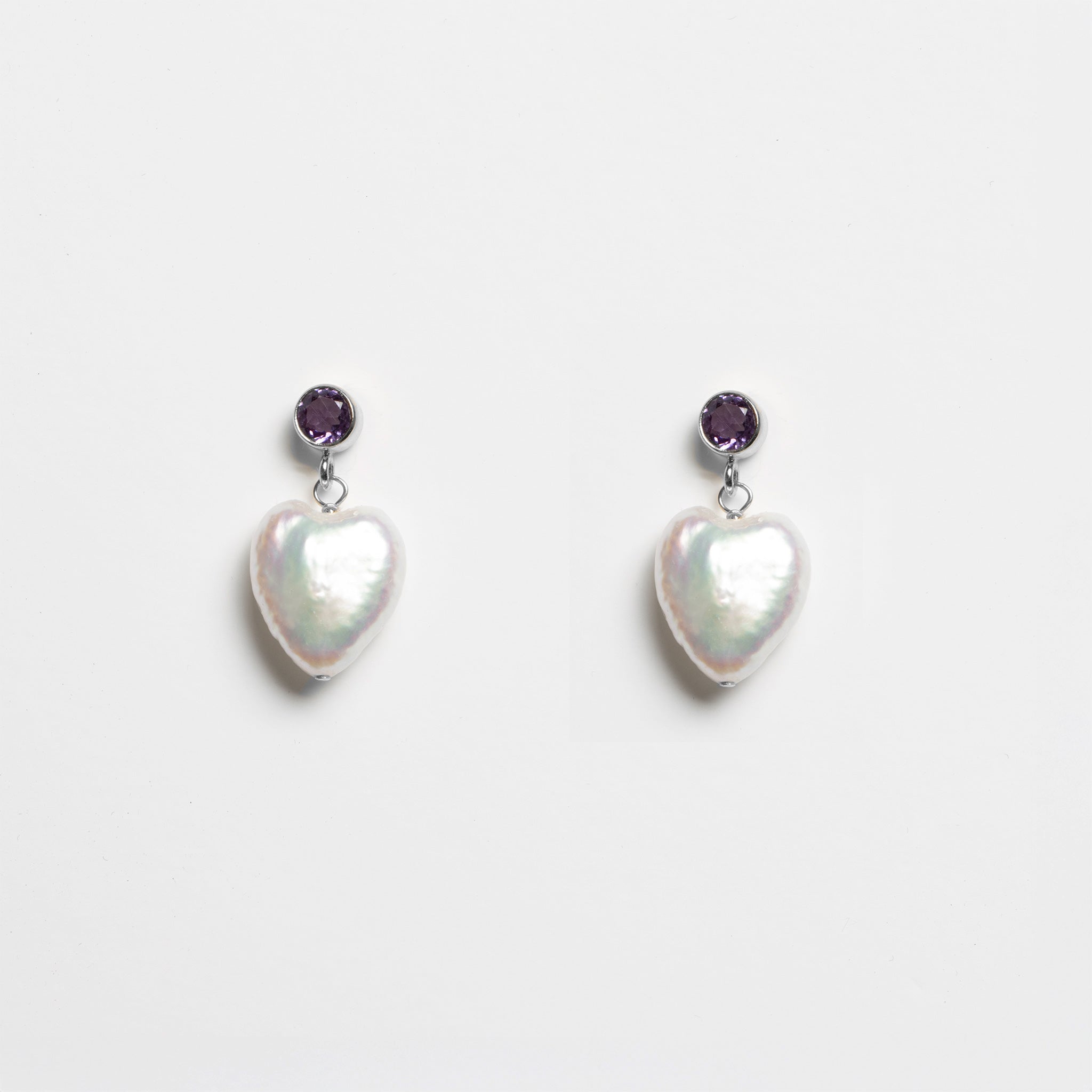 Mizuki Earrings - Amethyst & Pearls