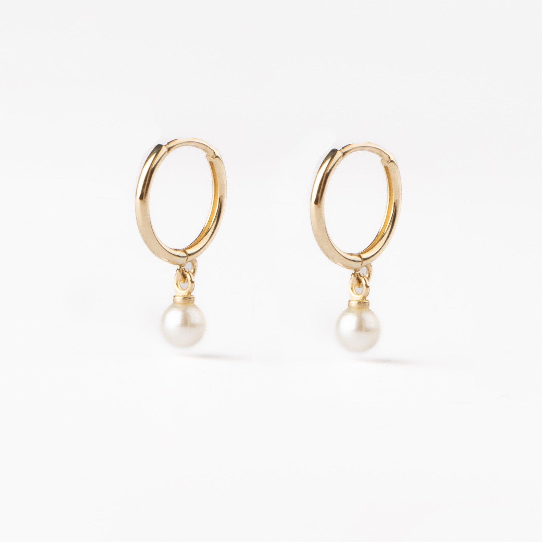 Creole din aur 14K galben 10 MM cu perle naturale AAA 4MM