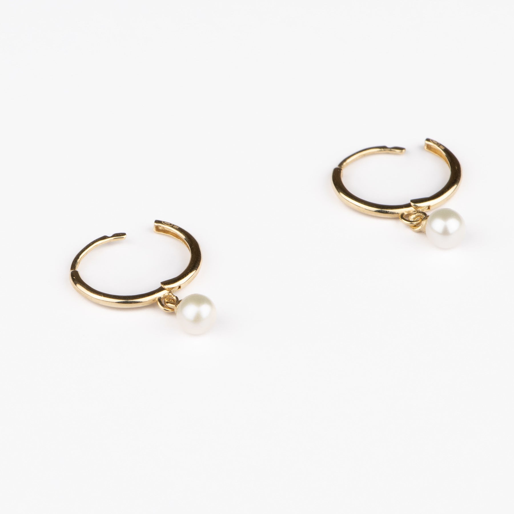 Creole din aur 14K galben 10 MM cu perle naturale AAA 4MM