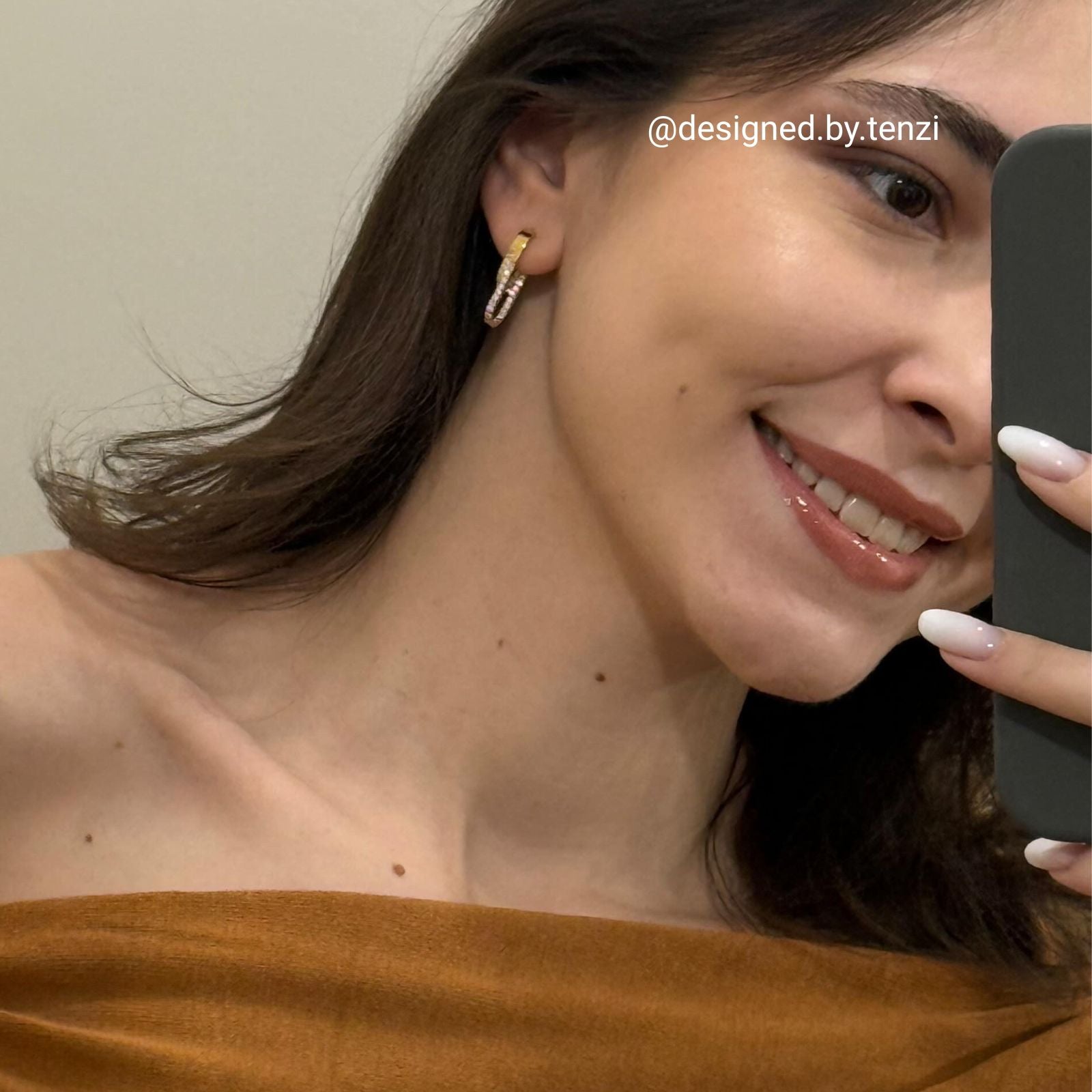 Cercei Aur 14K Floare cu Sidef și Zirconia – Sakura