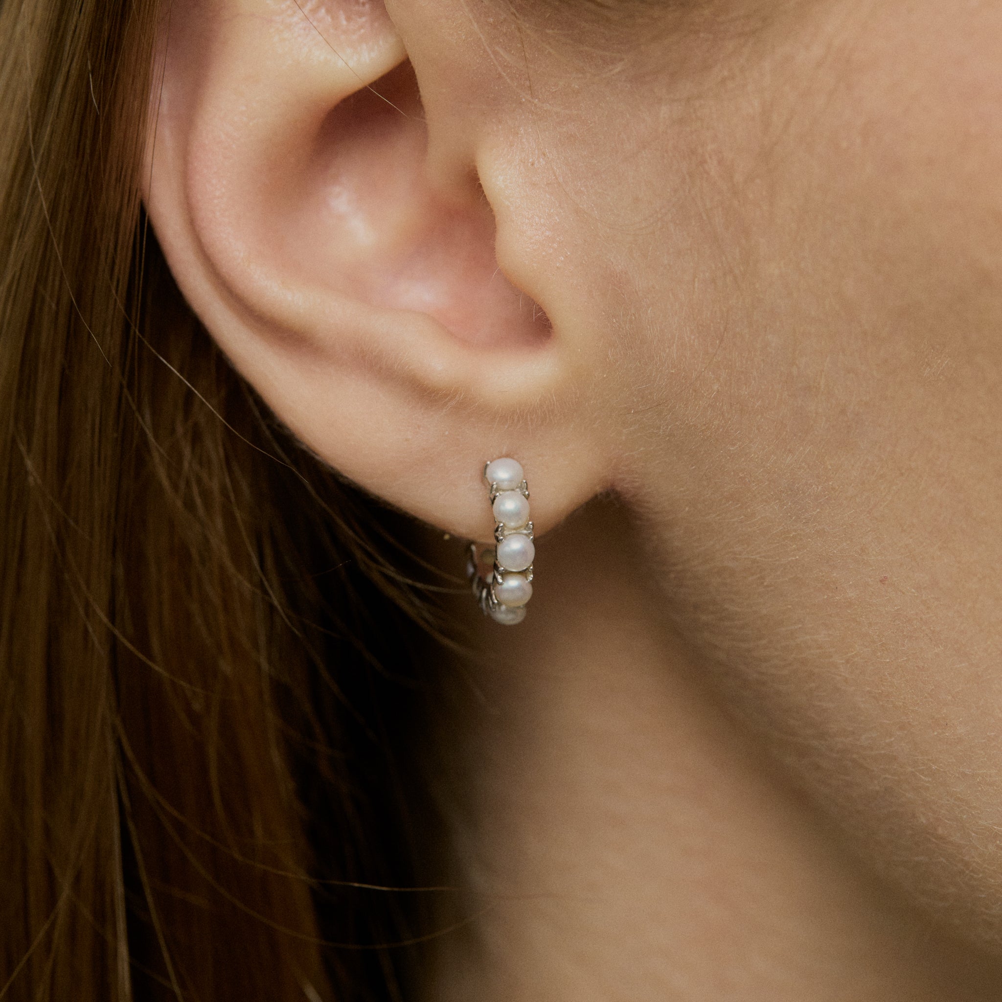 Tiny Pearl stud Silver Earrings
