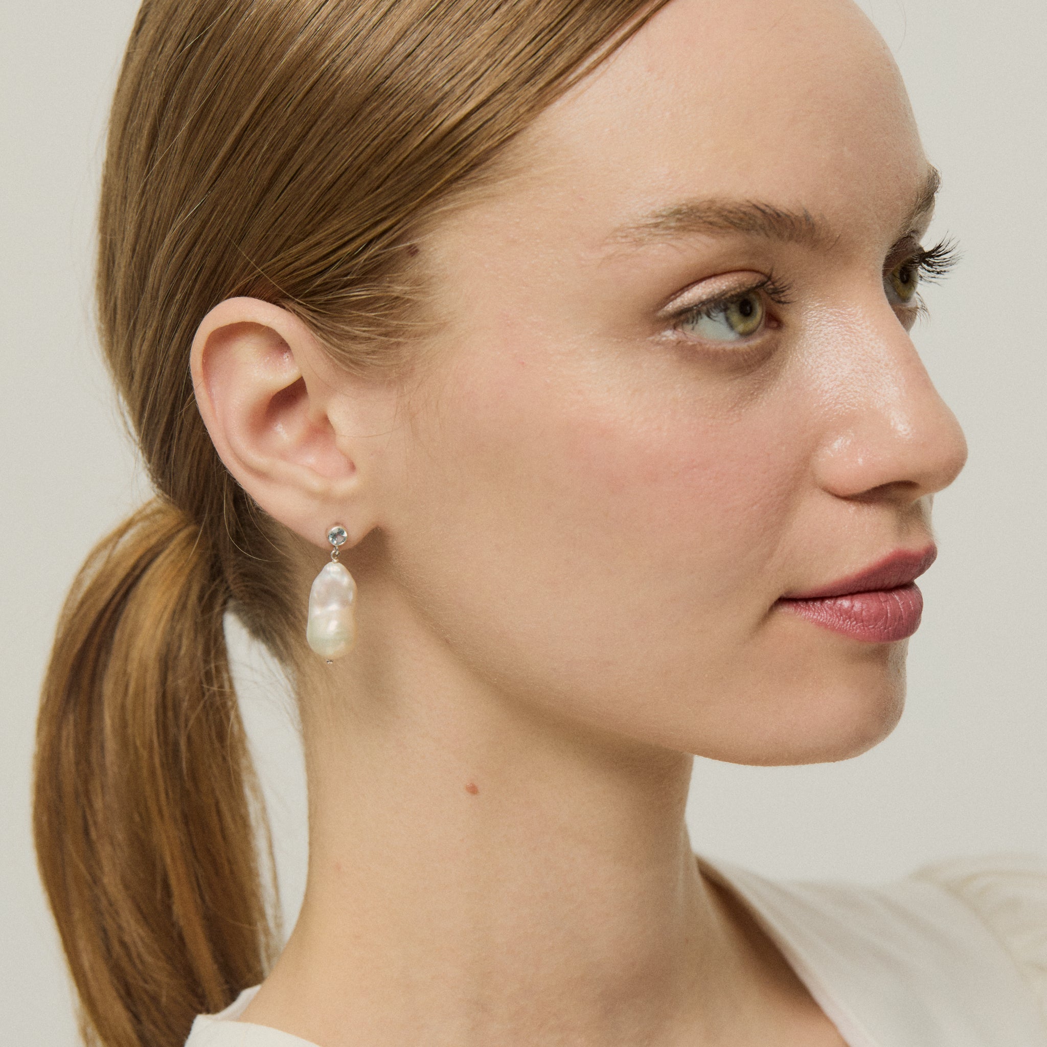 Topaz Pearl Silver Earrings