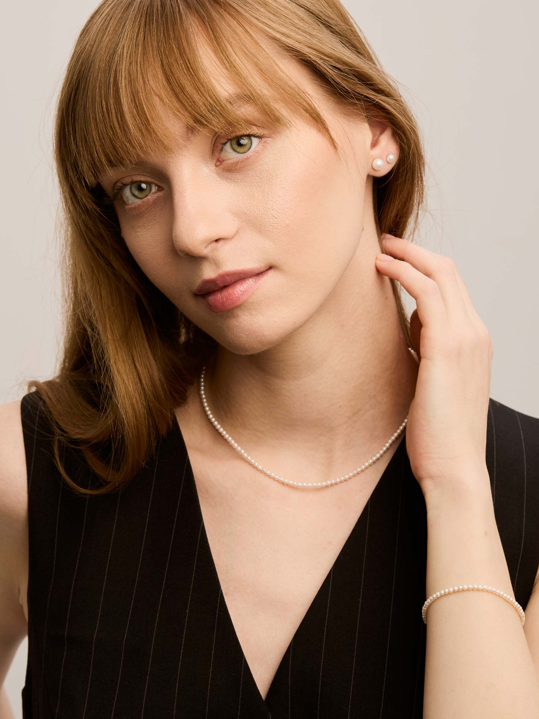 Button Earrings - White Pearls