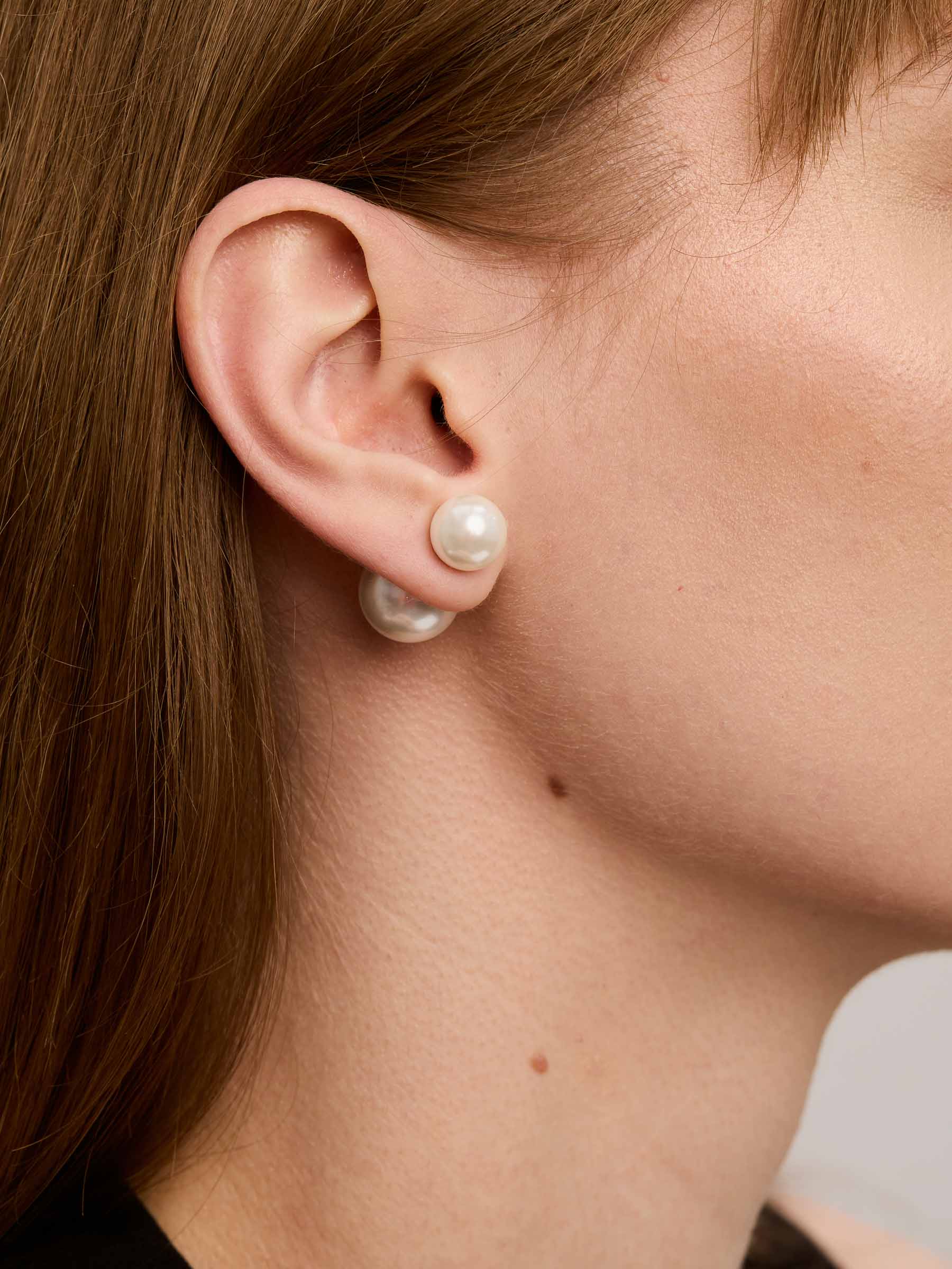 Double Pearl Earrings - Silver