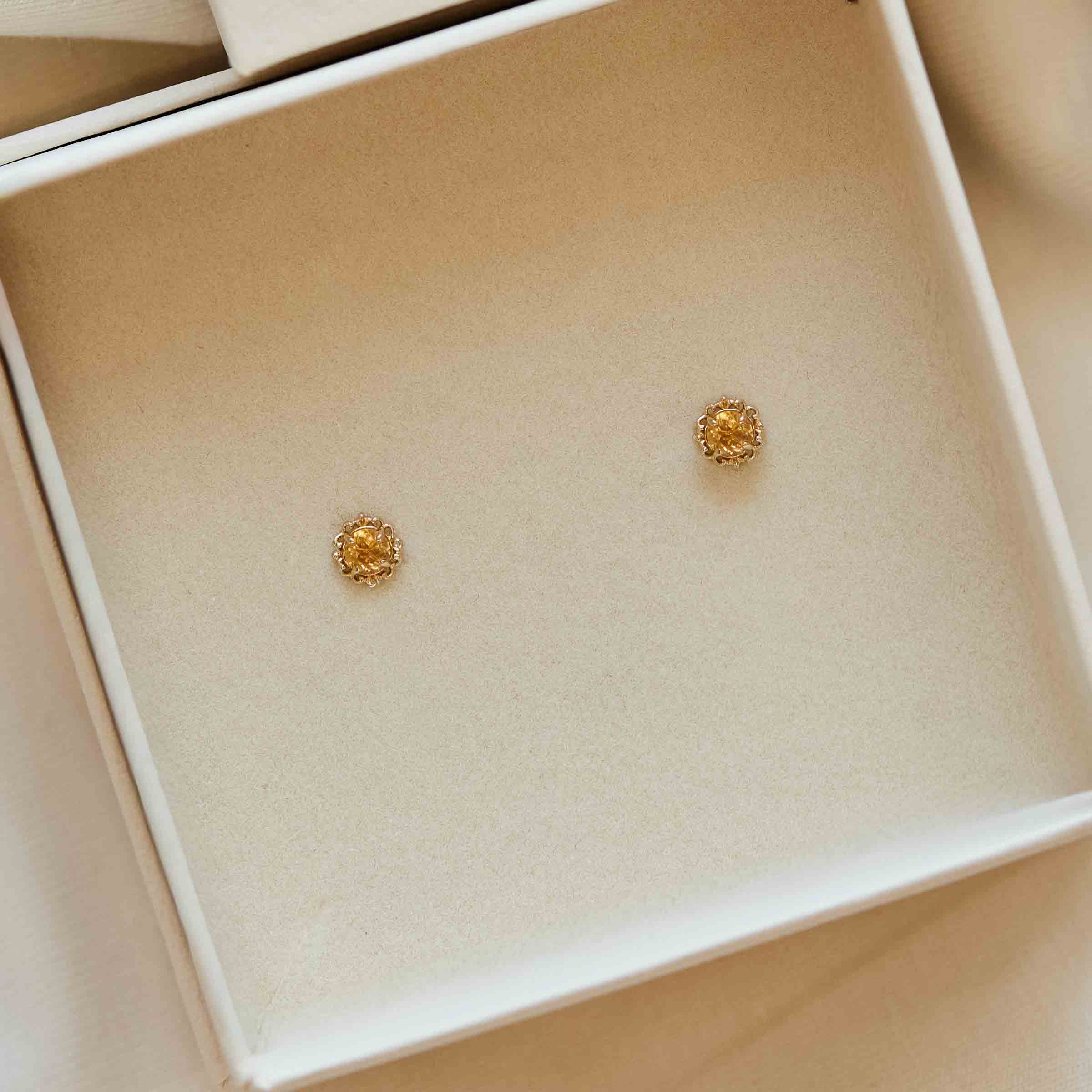 Cercei „Hana” din Aur 14K cu Citrin Natural