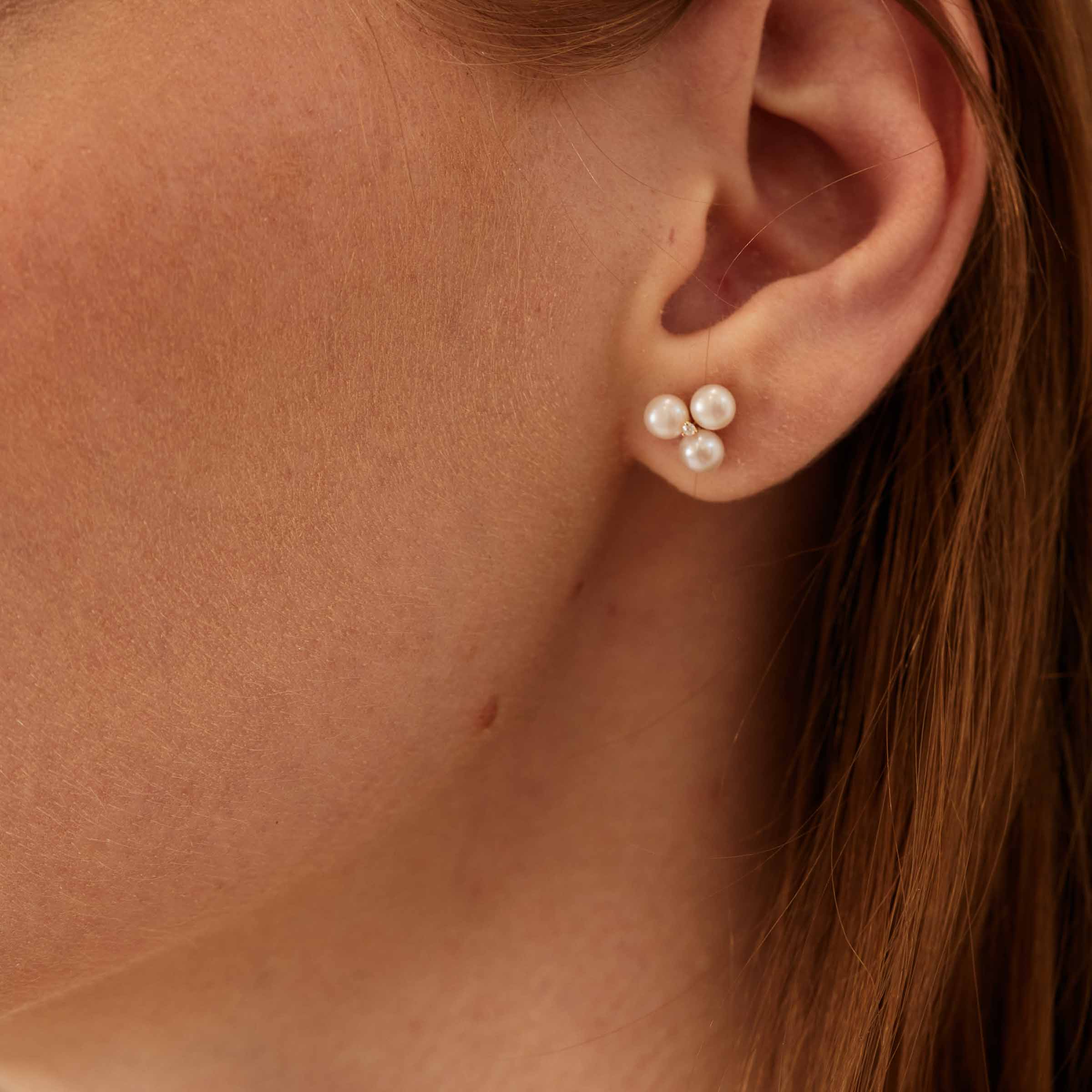 Cercei „Noa” din Aur 14K cu Perle si Diamante