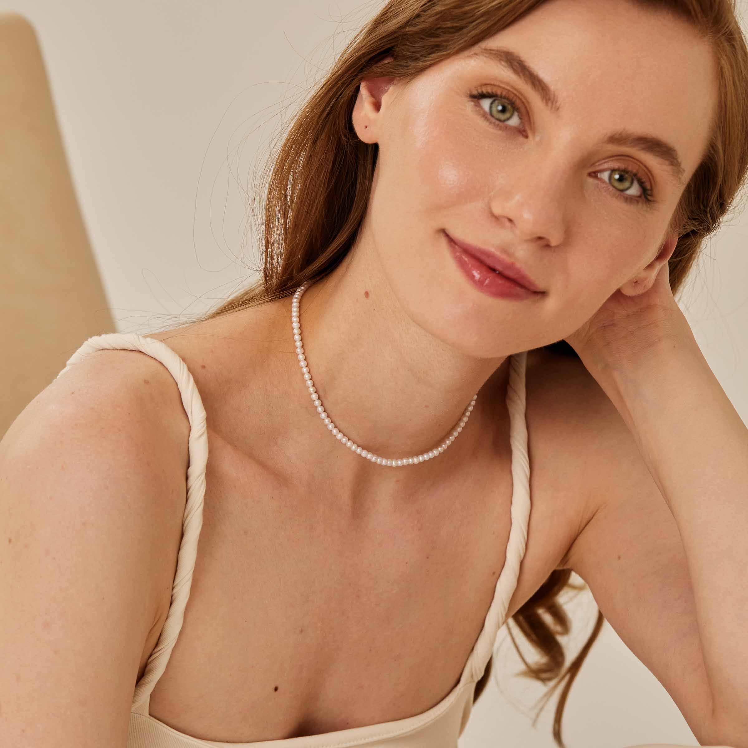Colier ajustabil „Thea” din Perle Naturale AAA cu Aur 14K