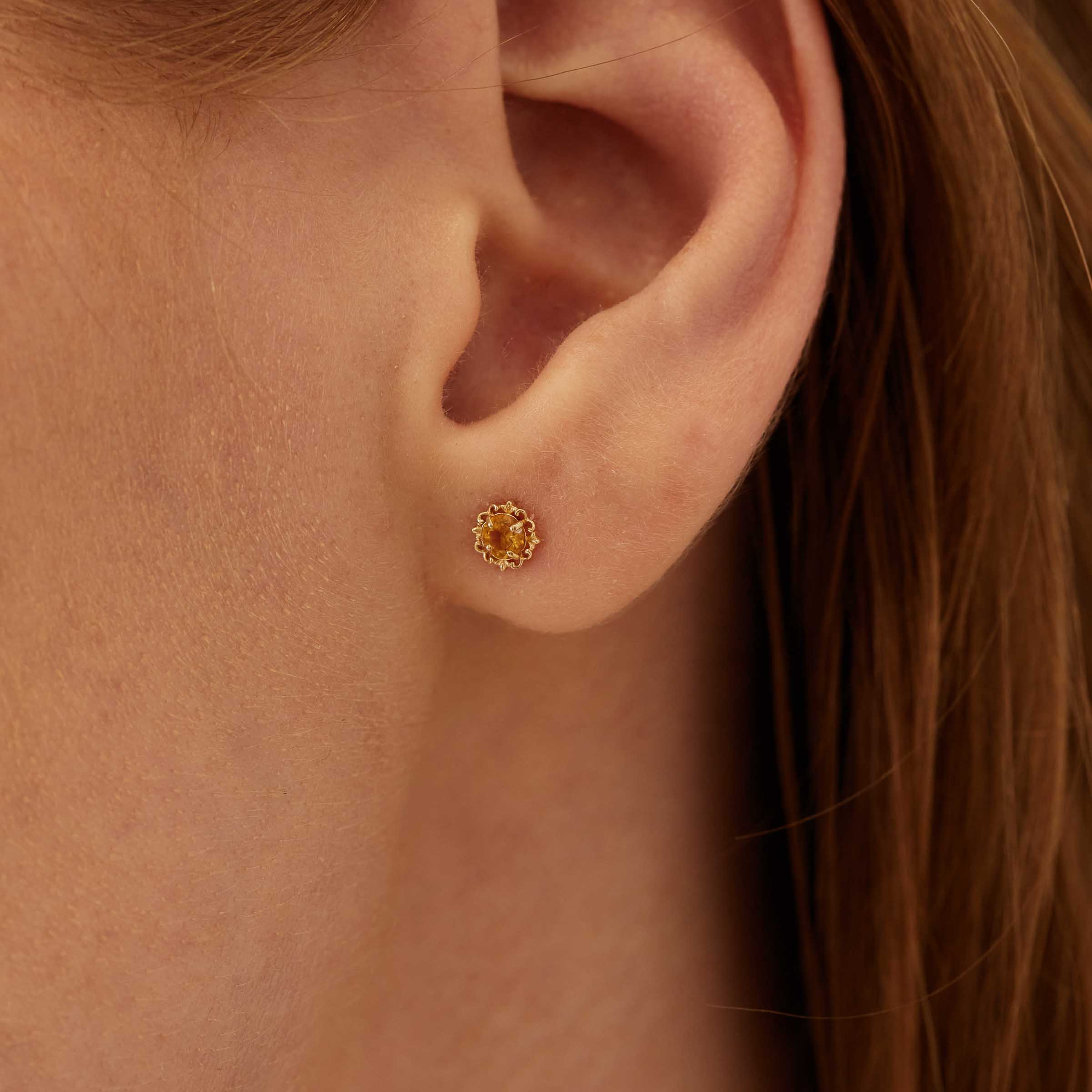 Cercei „Hana” din Aur 14K cu Citrin Natural
