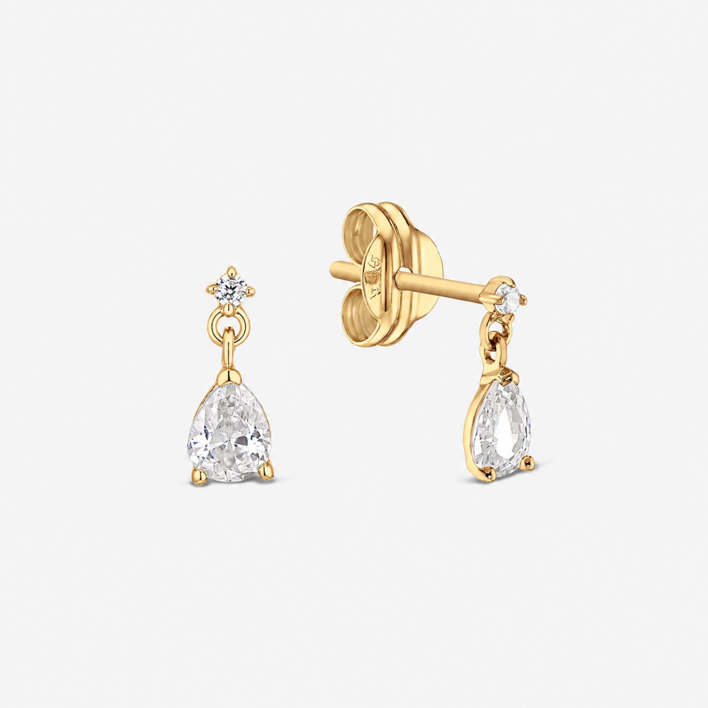 Cercei Stud „Naya” din Aur 14K cu Zirconiu