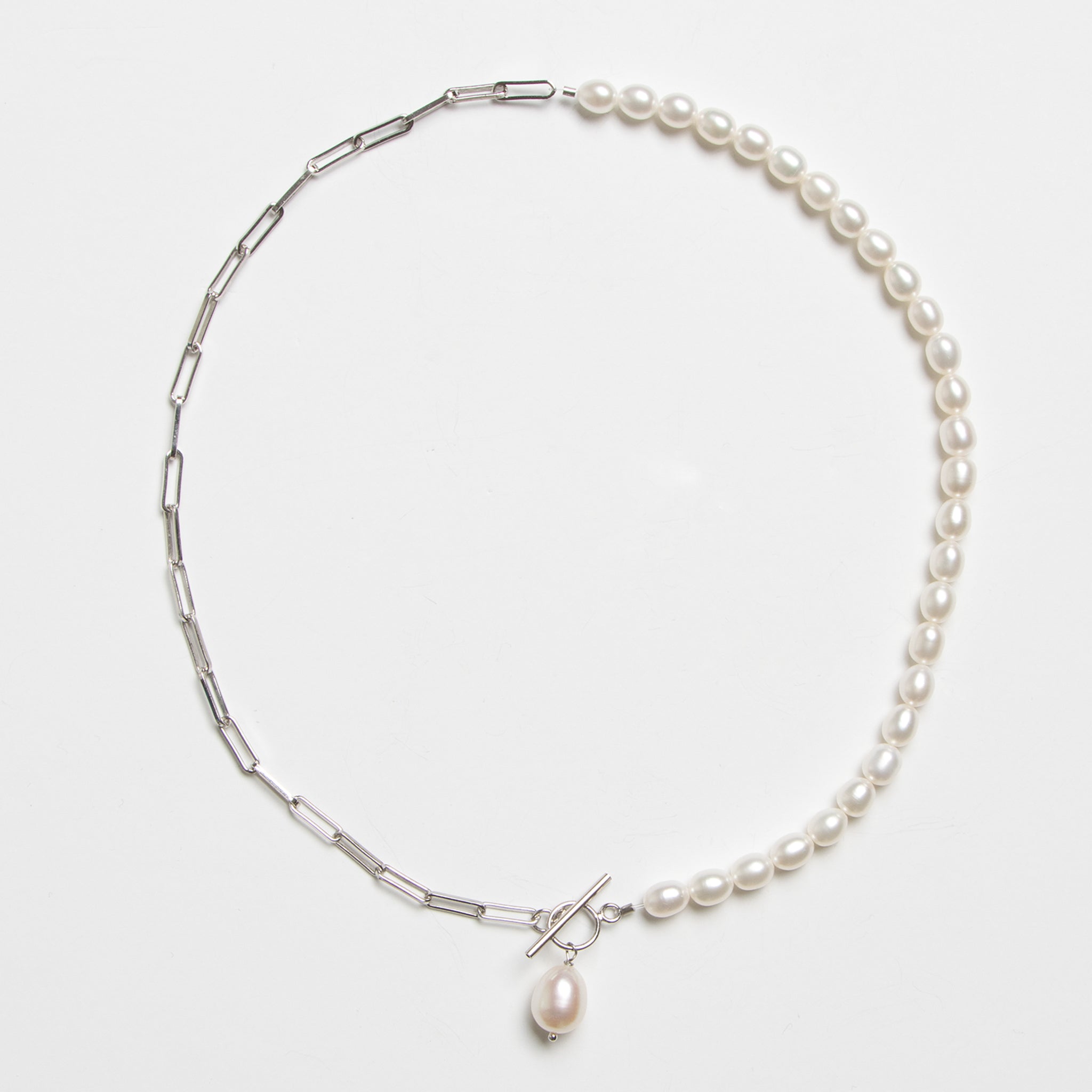 Doris Pearl Necklace Silver