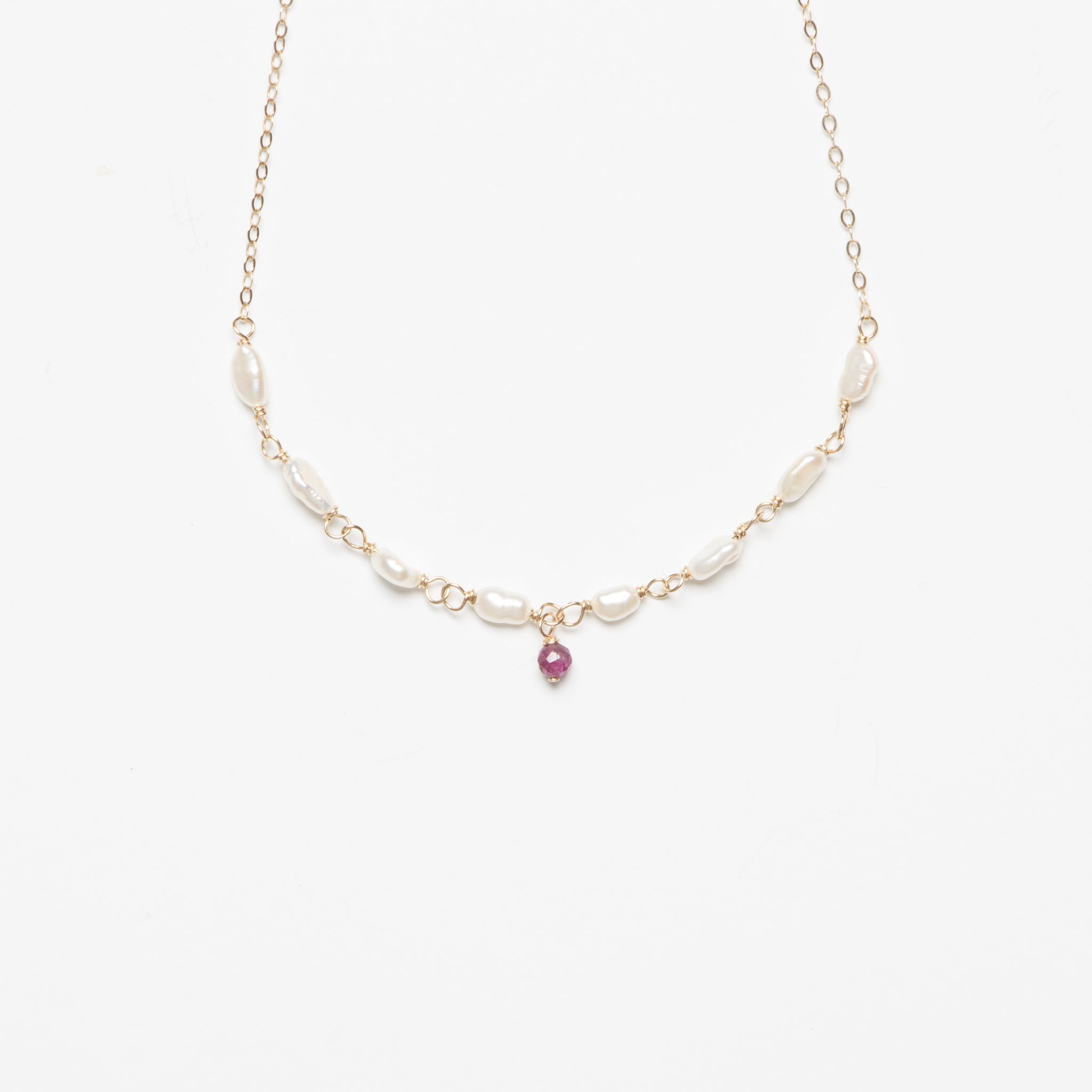 One Ruby Pearl Chain