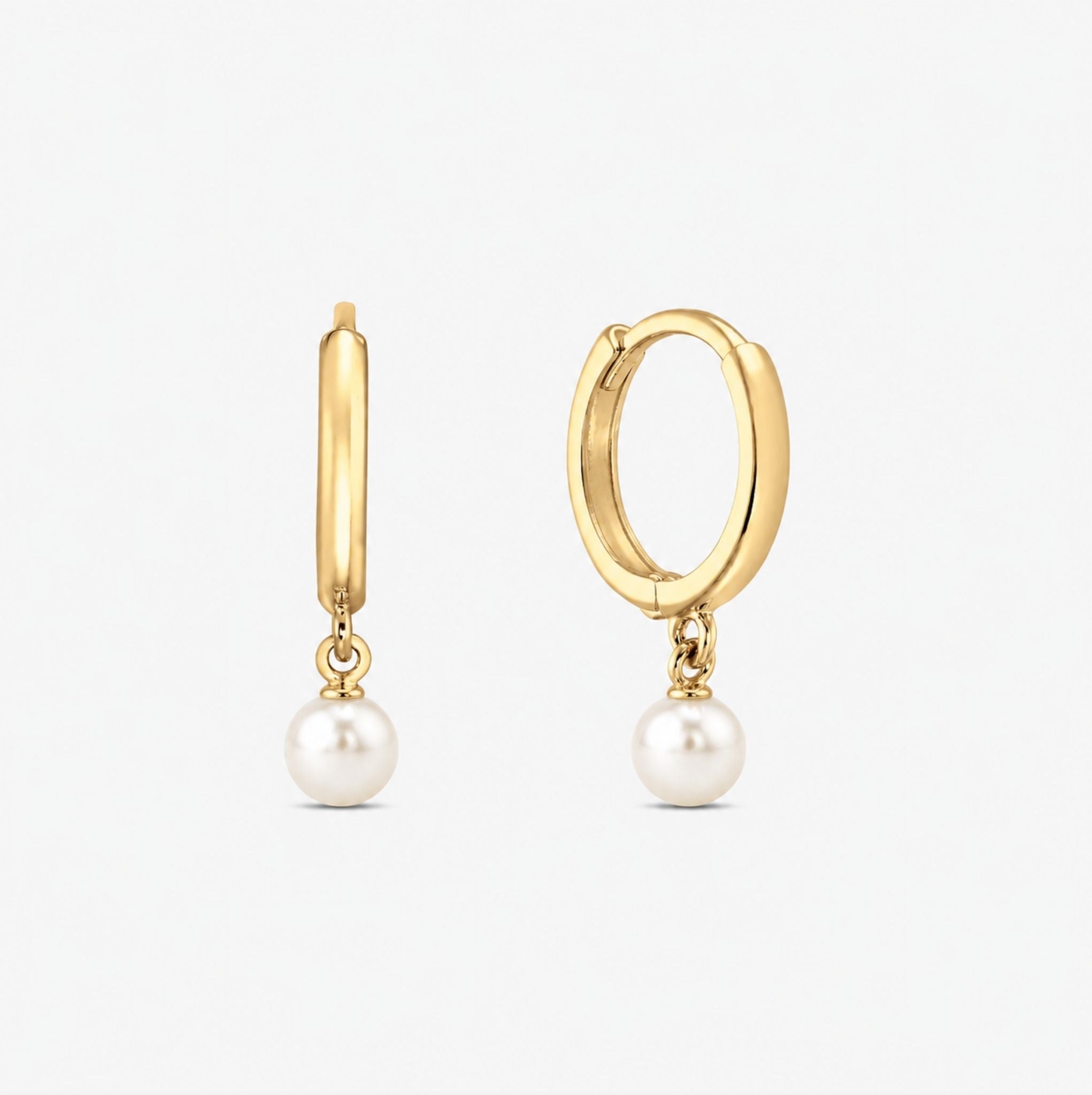 Cercei rotunzi „Soraya” din Aur 14K 10 mm cu Perle de Cultură 4 mm